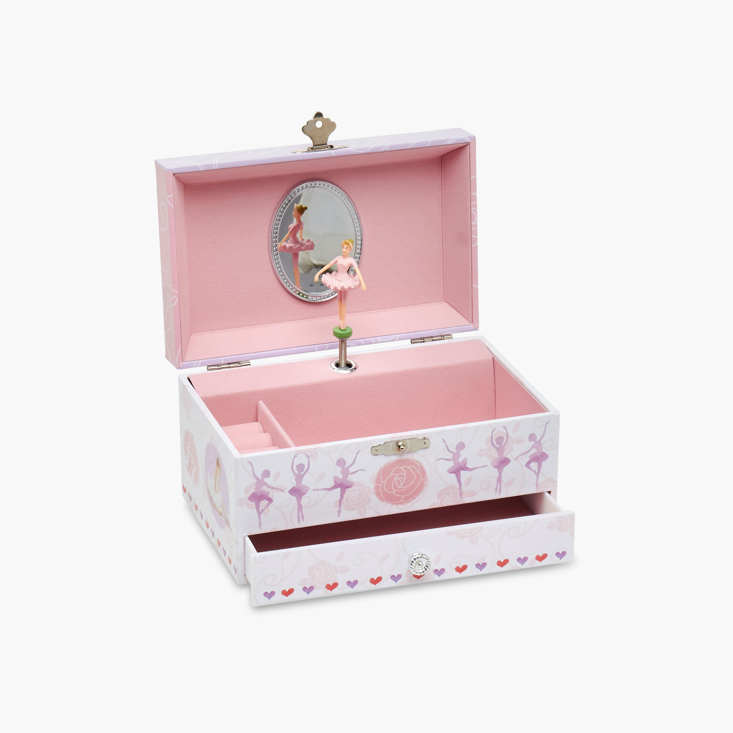 منظّم مجوهرات بقسمين وطبعات باليرينا – 18×12×10 سم-women-watchesandjewellery-jewellery-storage-image-1