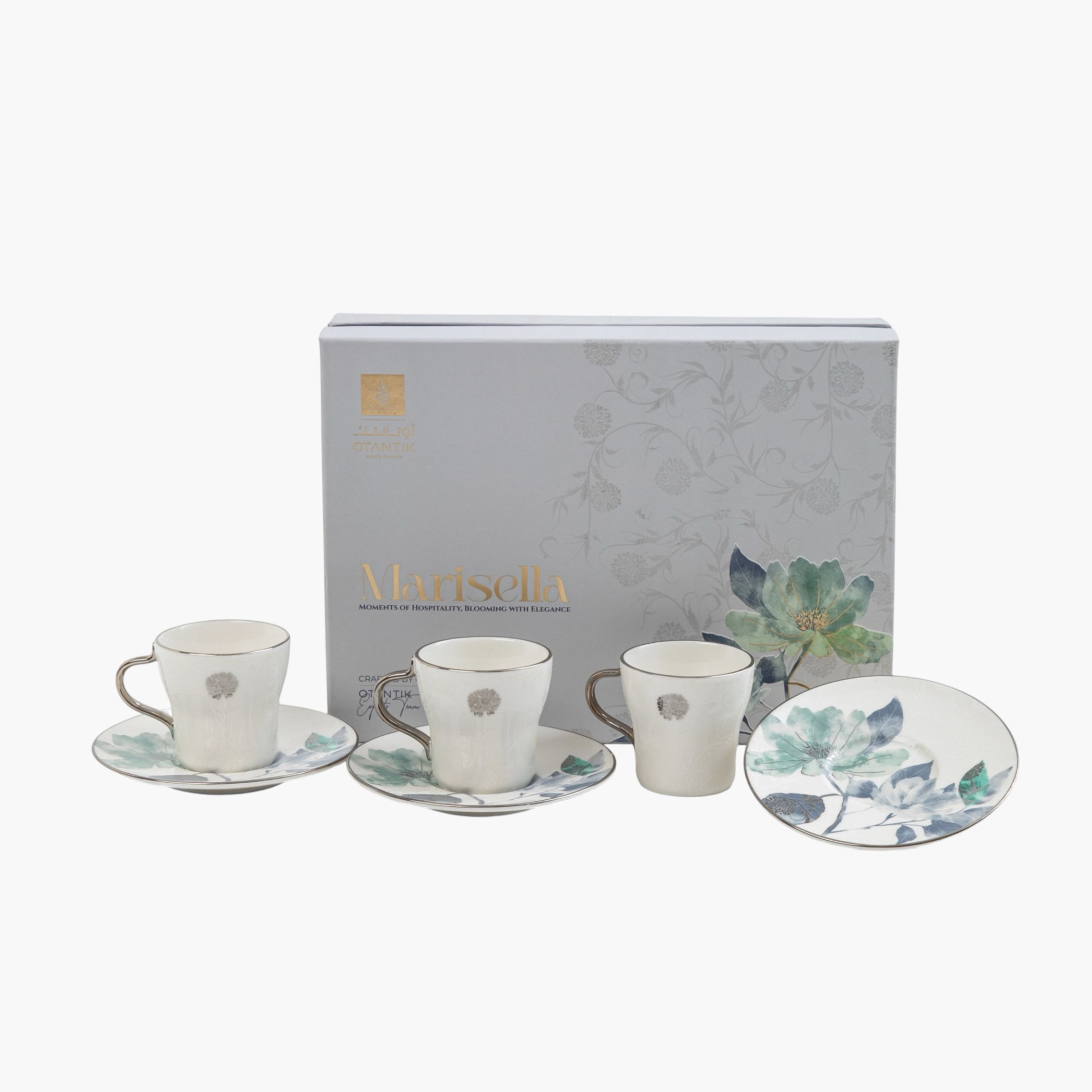 Otantik Floral Porcelain Coffee Cup and Saucer Set-household-dining-teaandcoffee-teaandcoffeesets-image-2
