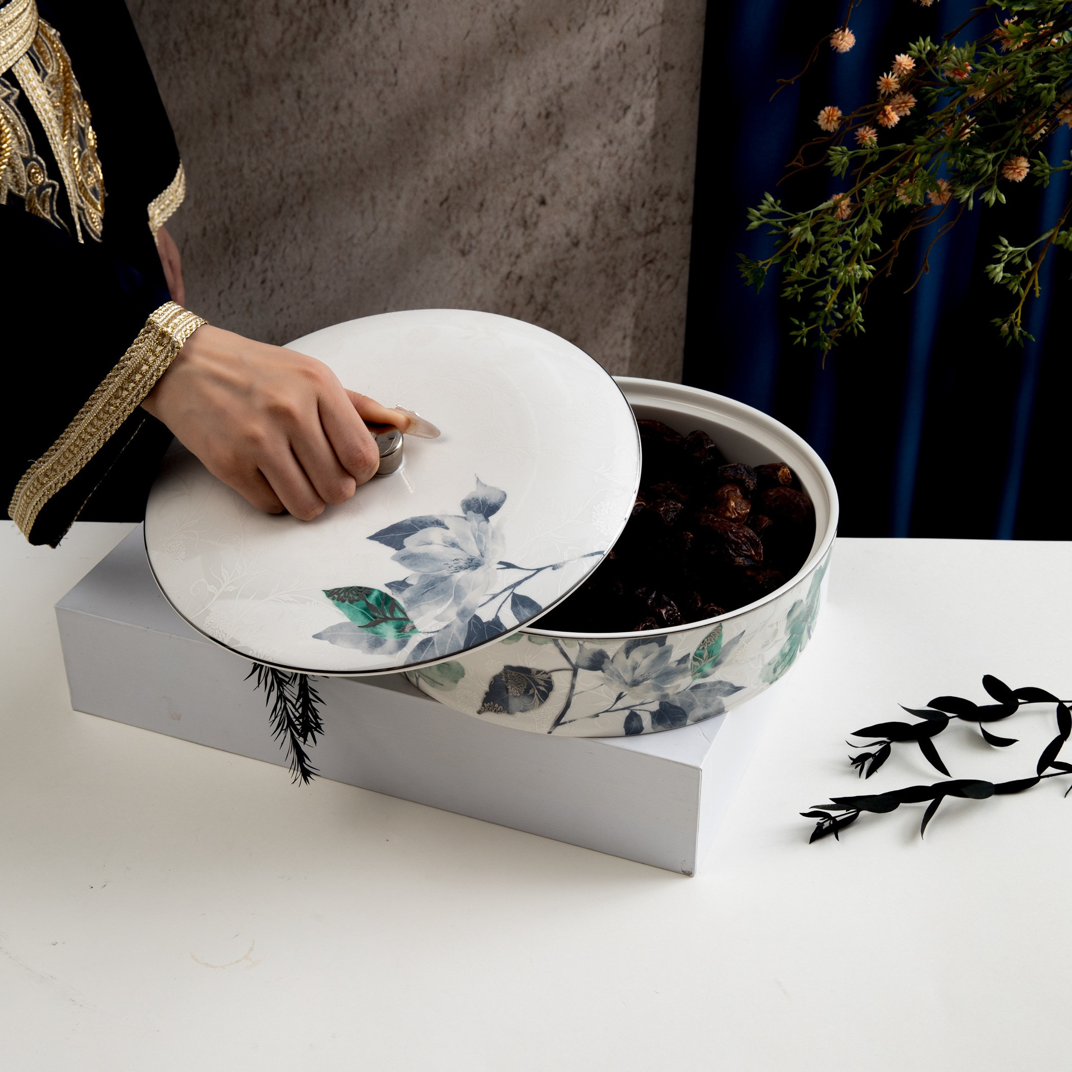 أوتانتيك وعاء تقديم سيراميك مزخرف-household-dining-dinnerware-bowls-image-3
