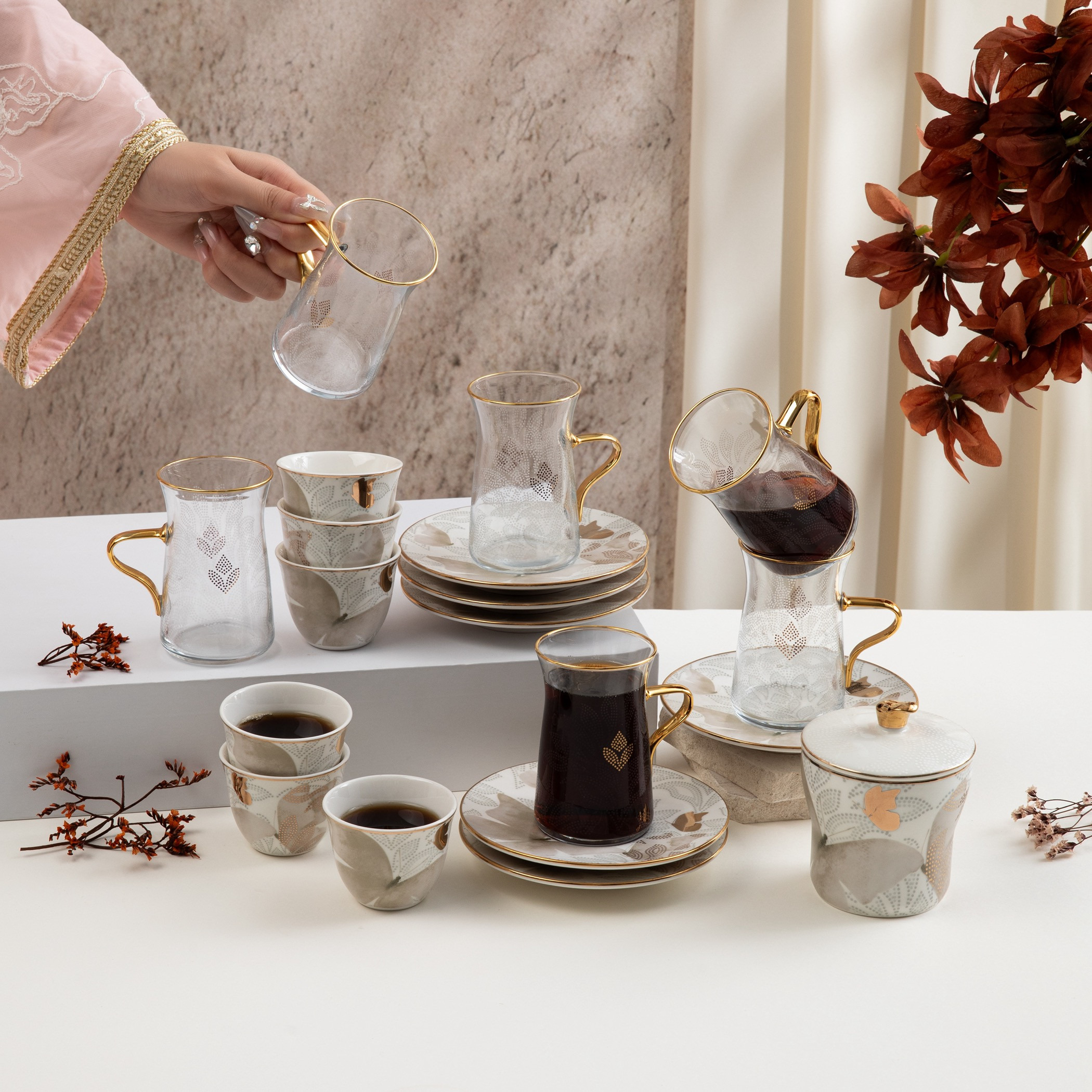 Otantik Patterned Glass Tea and Coffee Set-household-dining-teaandcoffee-teaandcoffeesets-image-2