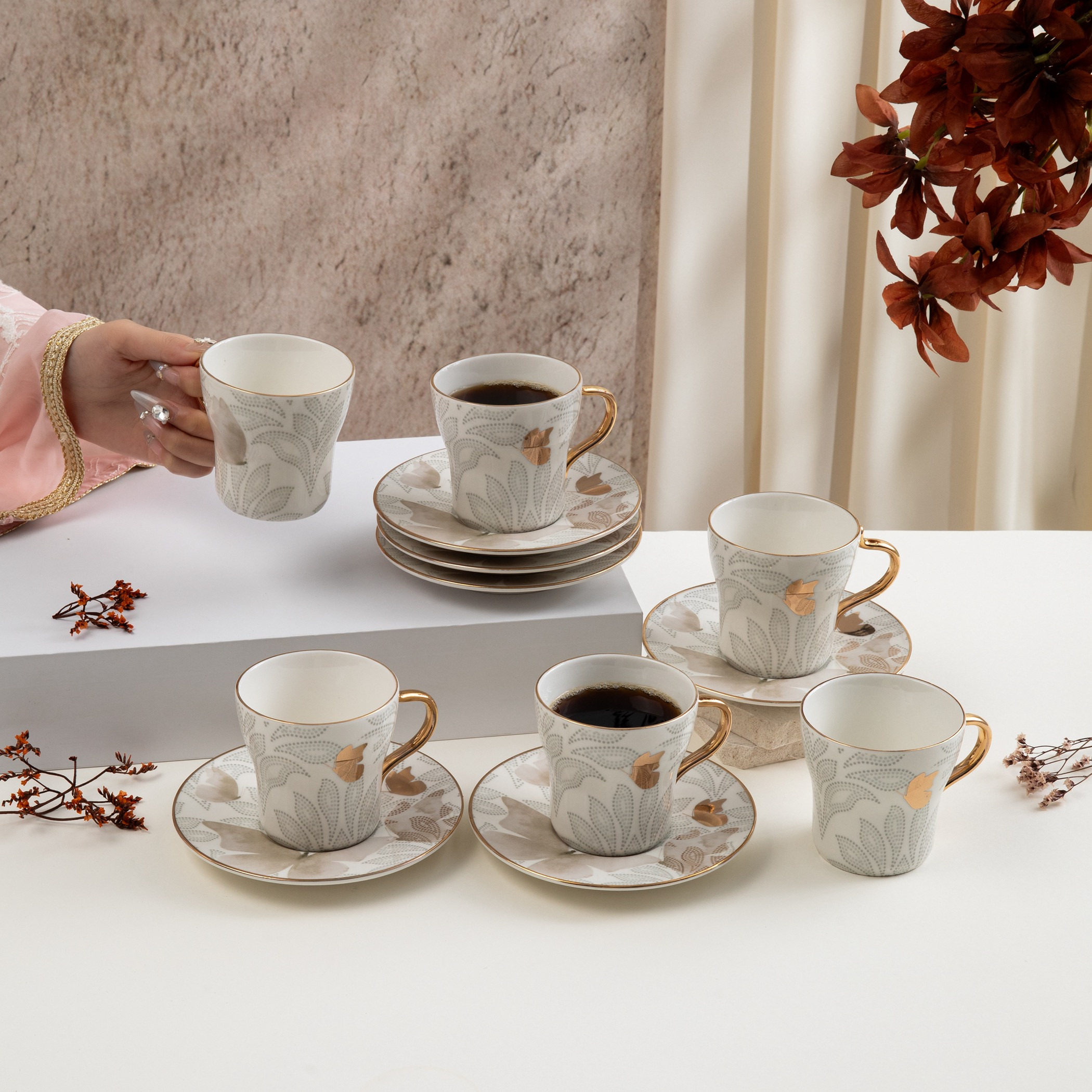 Otantik Butterfly Pattern Tea Cup Set-household-dining-teaandcoffee-teaandcoffeesets-image-3