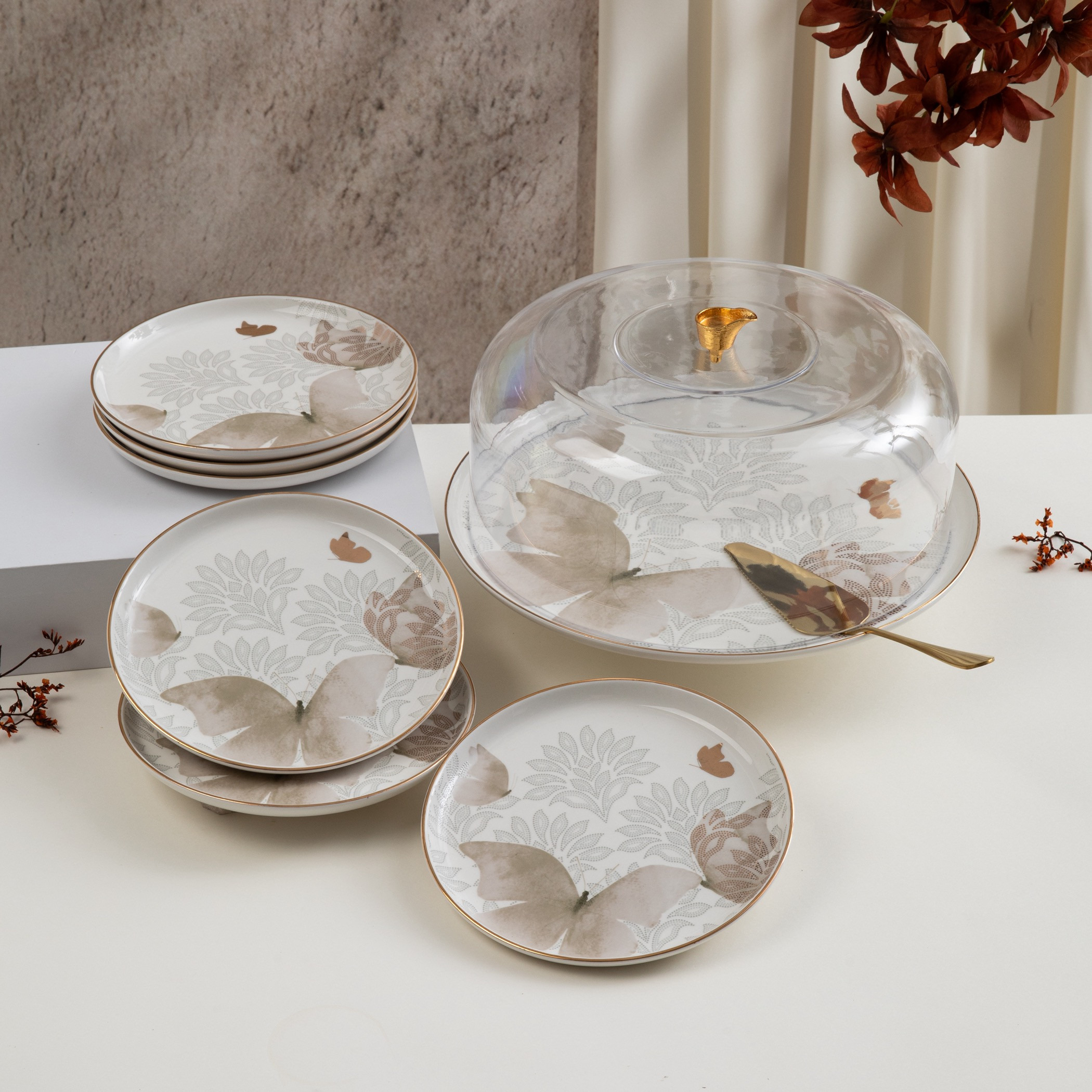 Otantik Butterfly Cake Serving Set-household-dining-serveware-cakestands-image-1