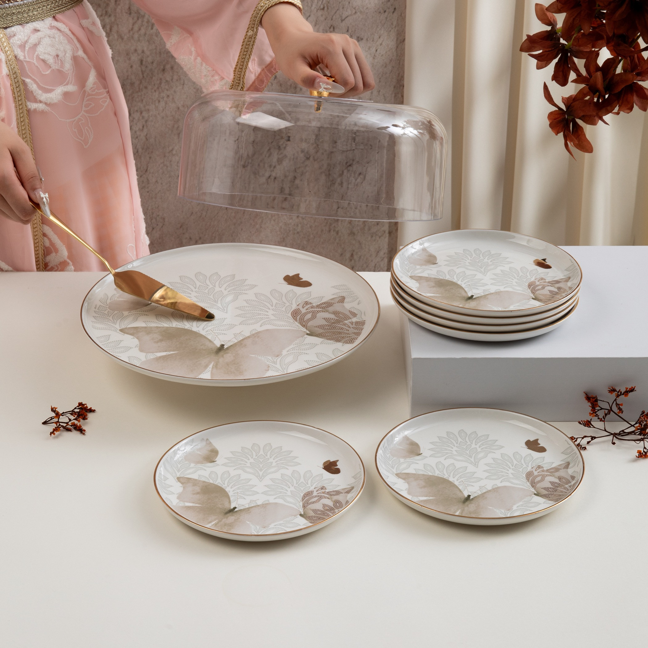 Otantik Butterfly Cake Serving Set-household-dining-serveware-cakestands-image-3