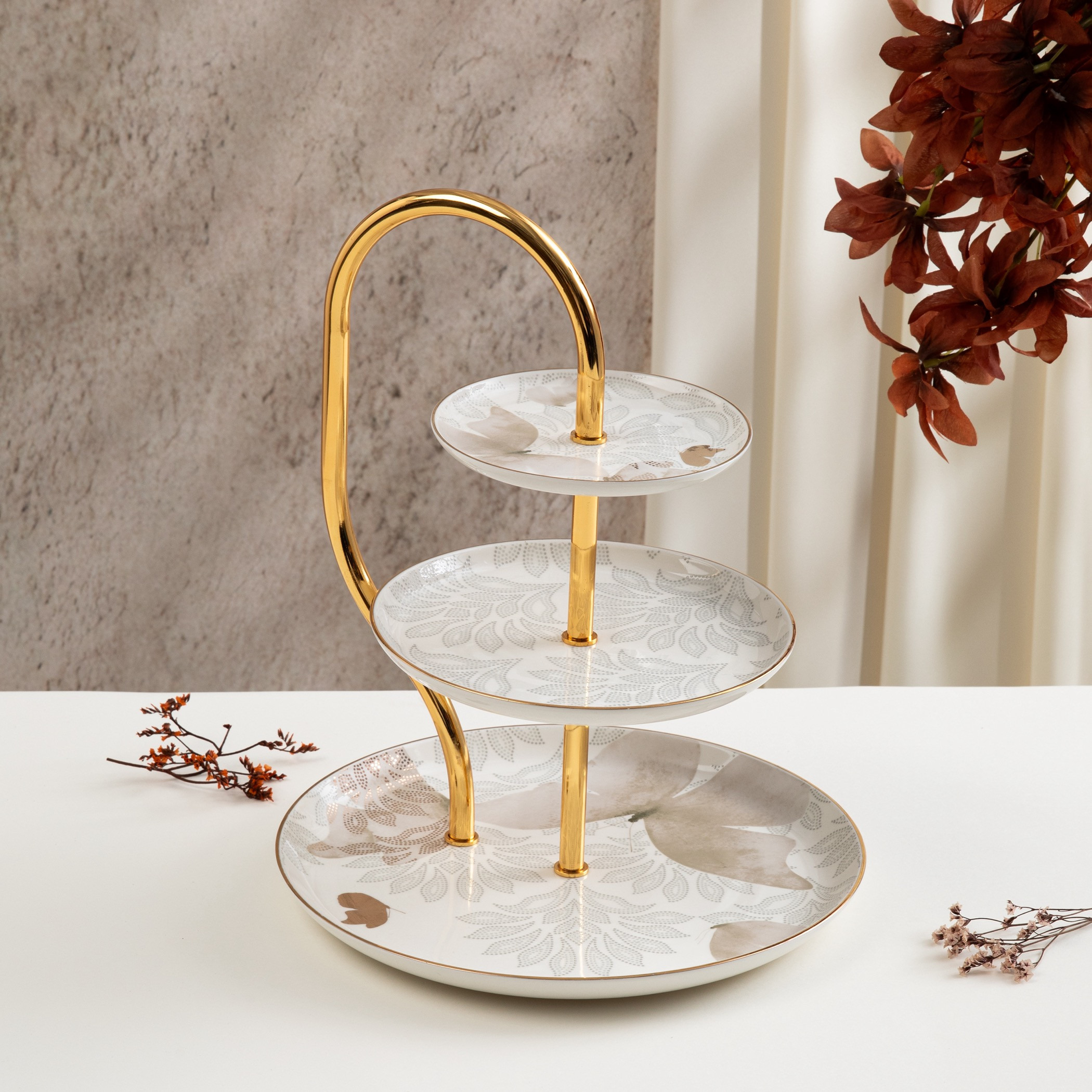 أوتانتيك ستاند تقديم بثلاث طبقات-household-dining-serveware-cakestands-image-1