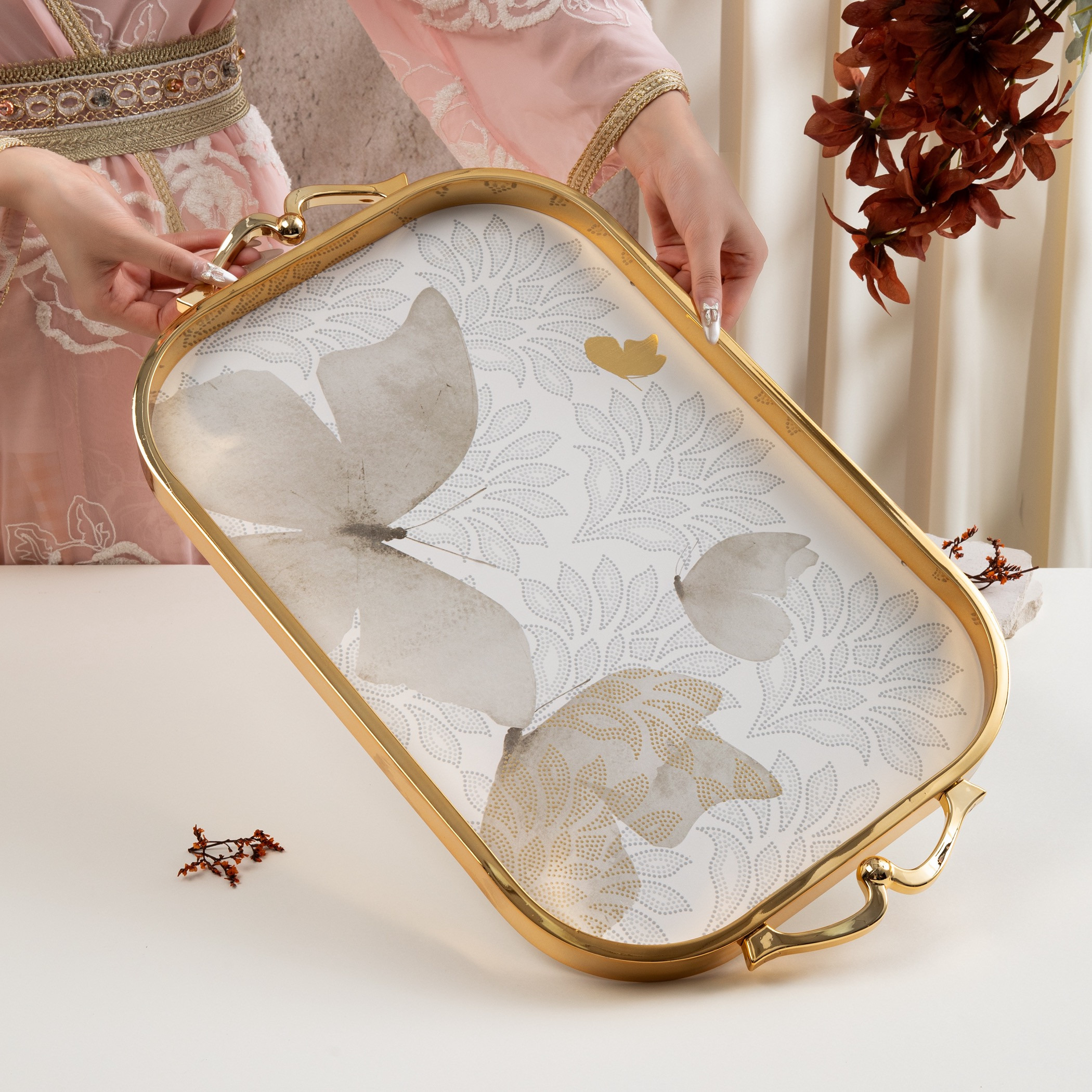 Otantik Butterfly Design Serving Tray-household-dining-serveware-servingtrays-image-3