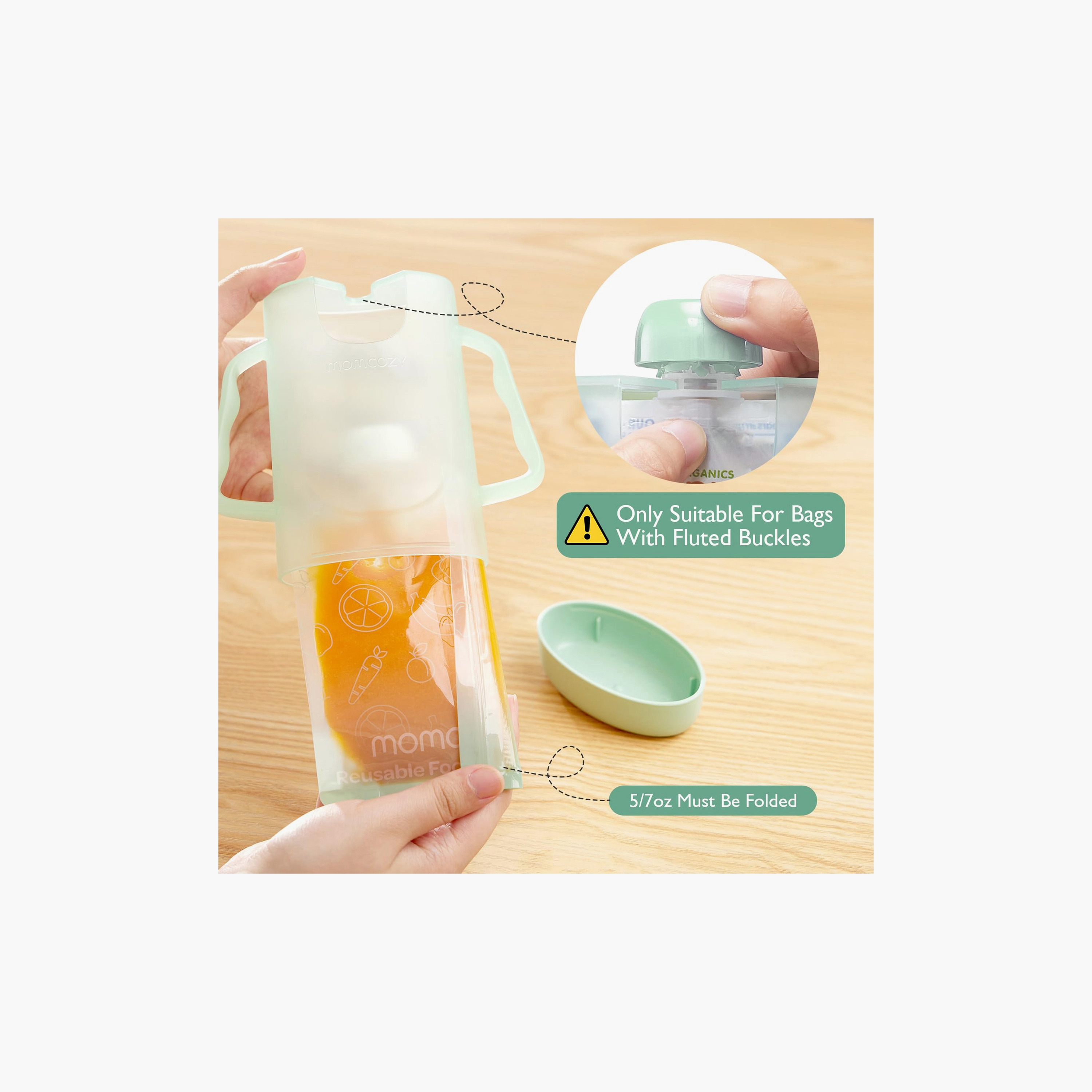 Momcozy 10-Piece Reusable Baby Food Pouches - 7oz-baby-feeding-accessories-image-2
