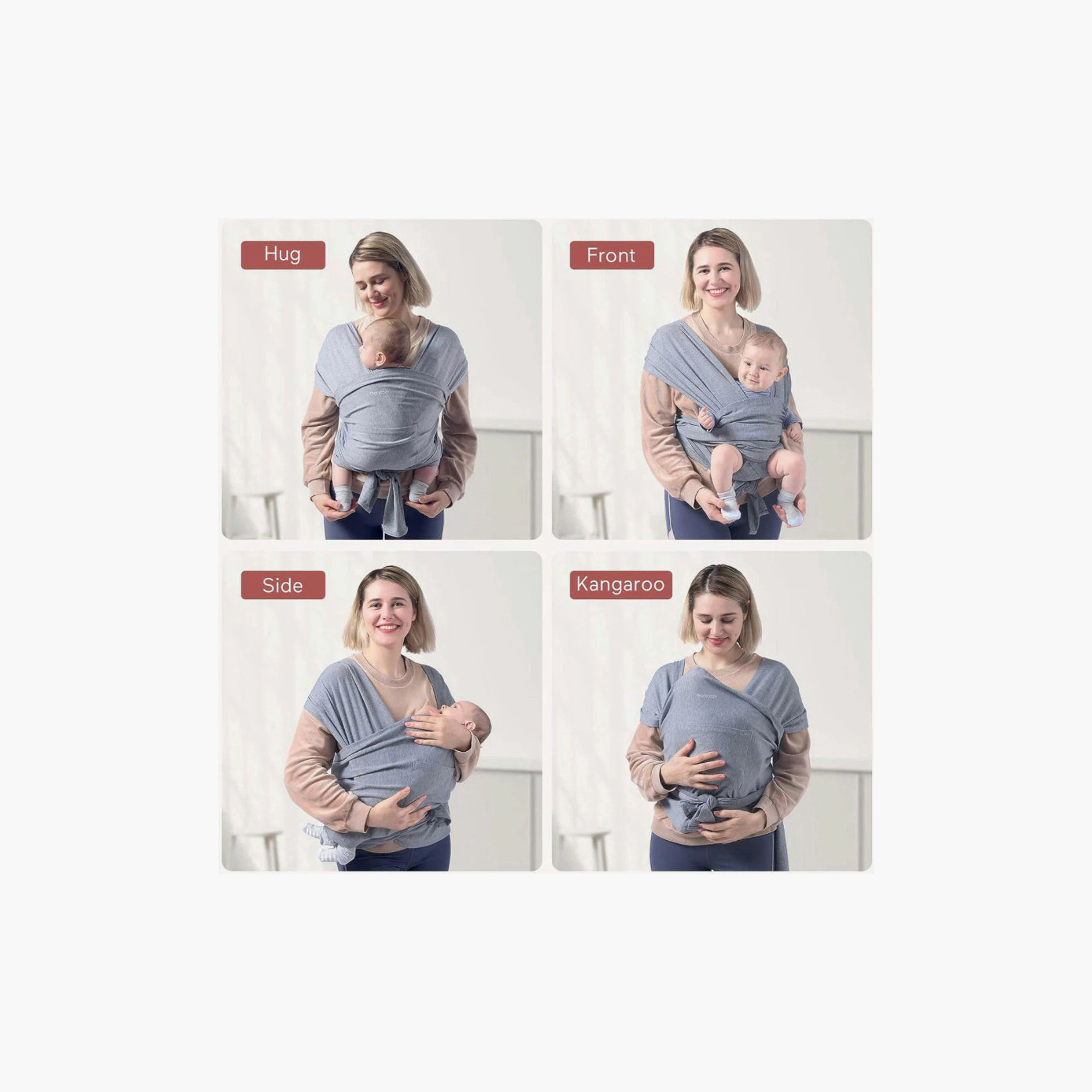 Momcozy Baby Wrap Carrier - Grey-baby-gear-babycarriers-image-3