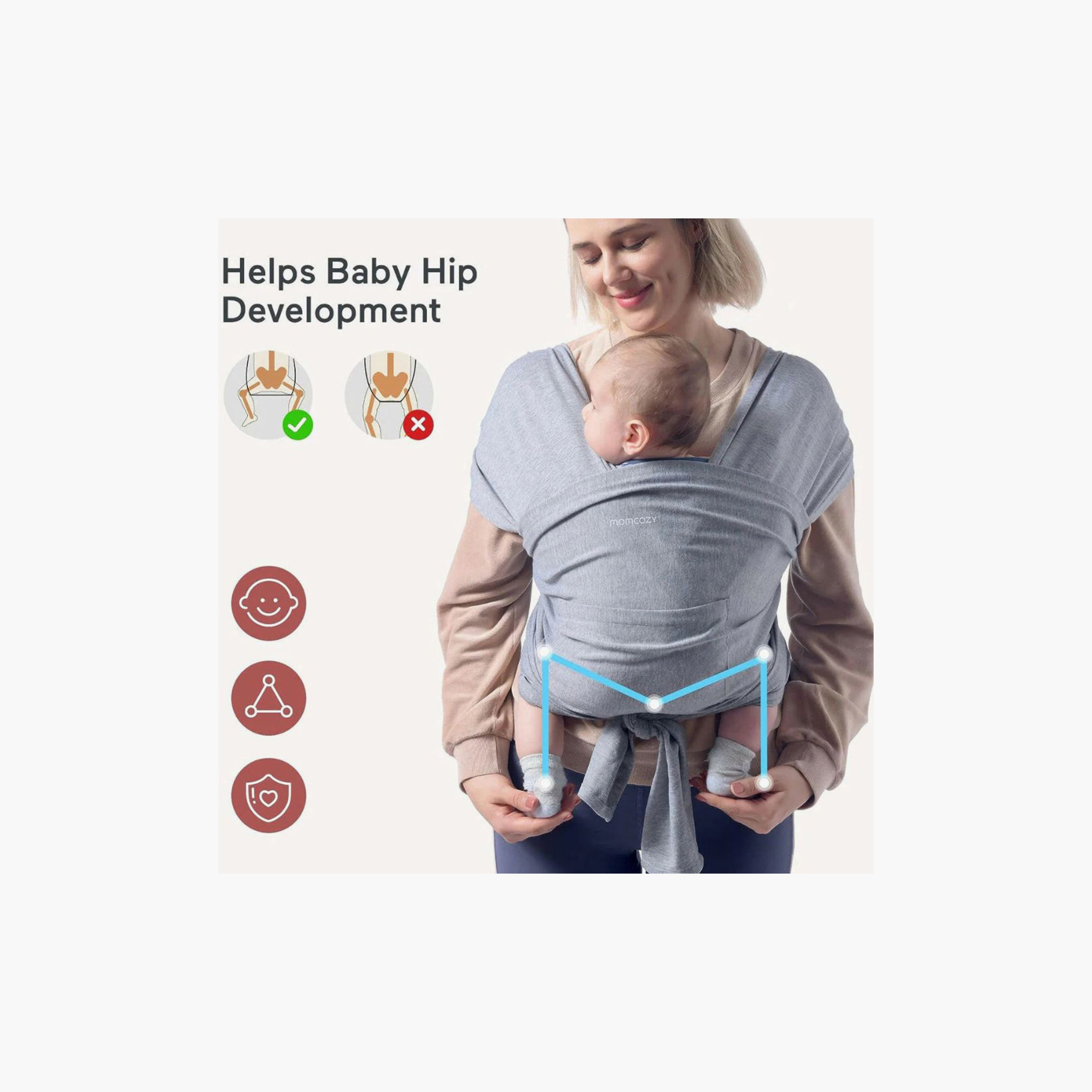 Momcozy Baby Wrap Carrier - Grey-baby-gear-babycarriers-image-4