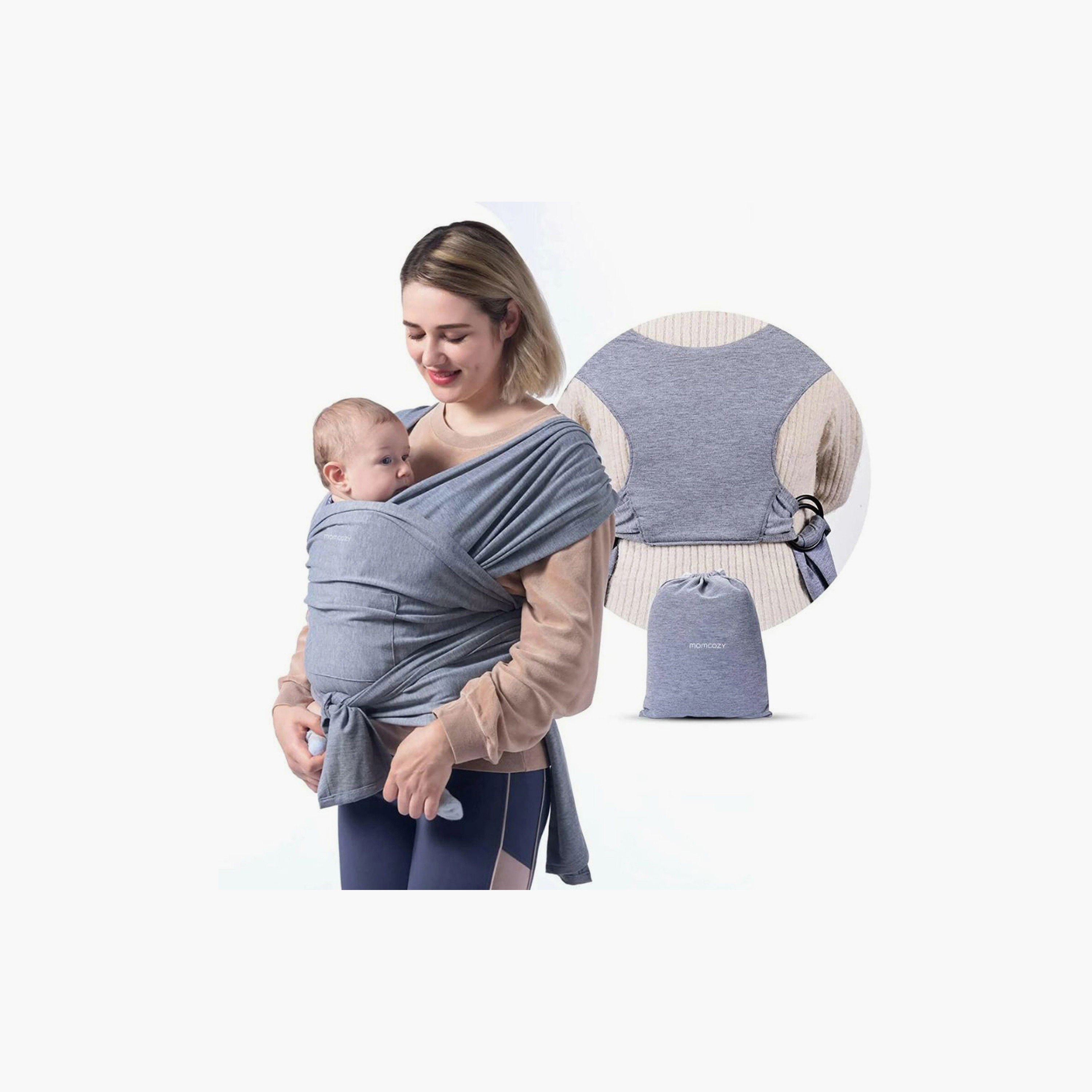 Momcozy Baby Wrap Carrier - Grey-baby-gear-babycarriers-image-7