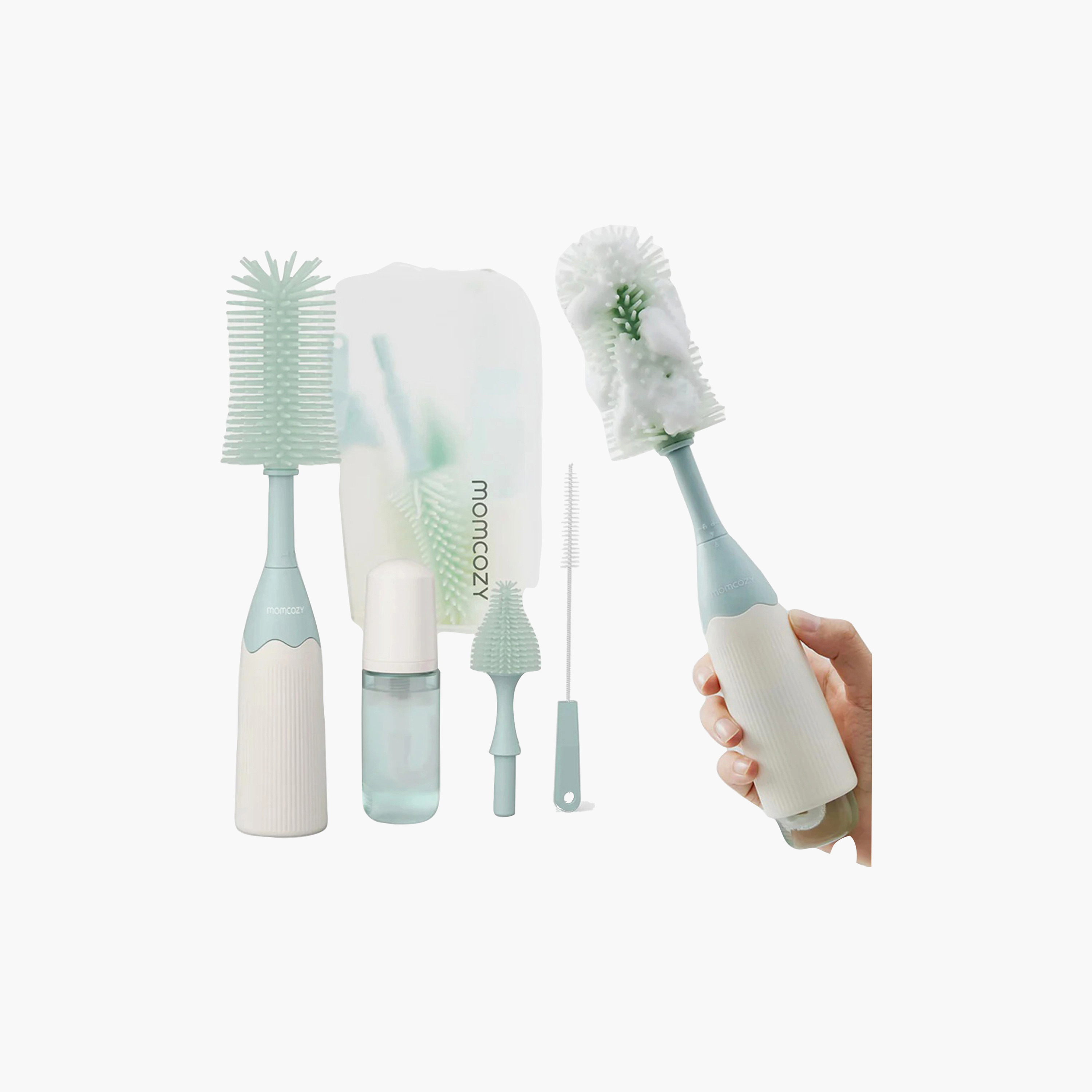 Momcozy Innovative Push-Press Design Cleaning Bottle Brush Kit-baby-feeding-accessories-image-1