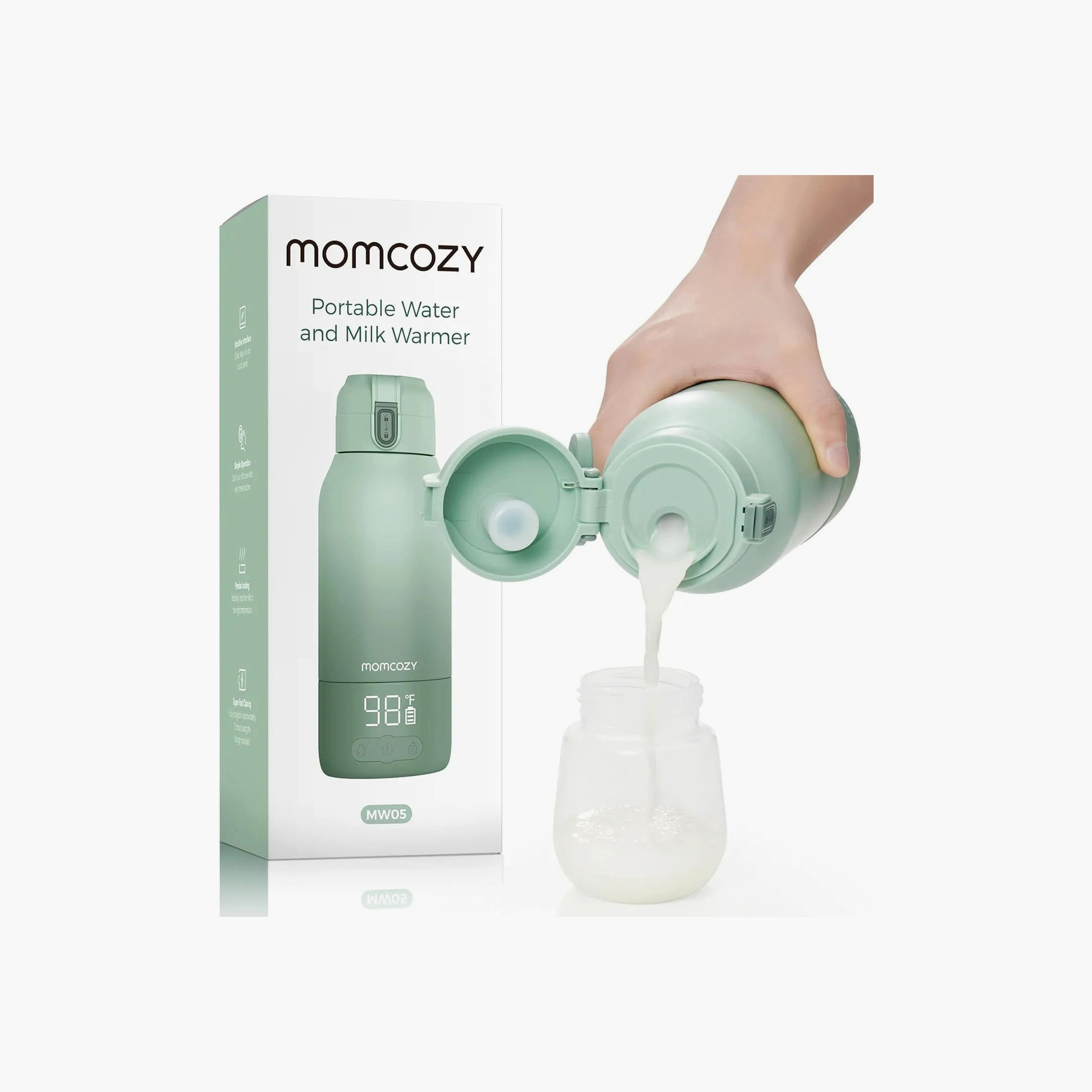 Momcozy Portable Breast Milk & Water Warmer for Travel - Green - 17oz-baby-feeding-sterilizersandwarmers-image-2