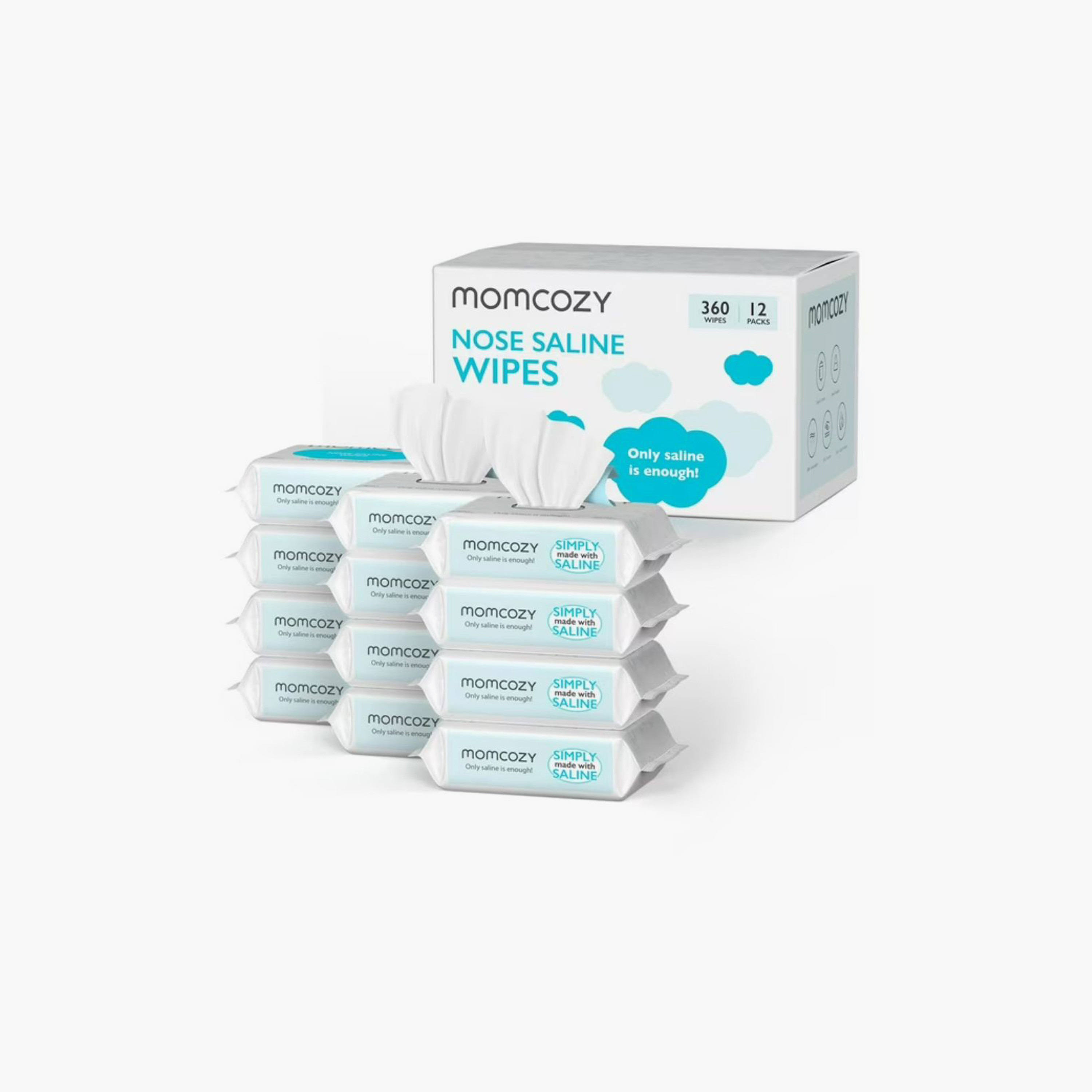 حزمة من 12 منديل مبلل للأطفال بمحلول الملح للأنف من مومكوزي - 360 قطعة-baby-diapering-babywipes-image-1