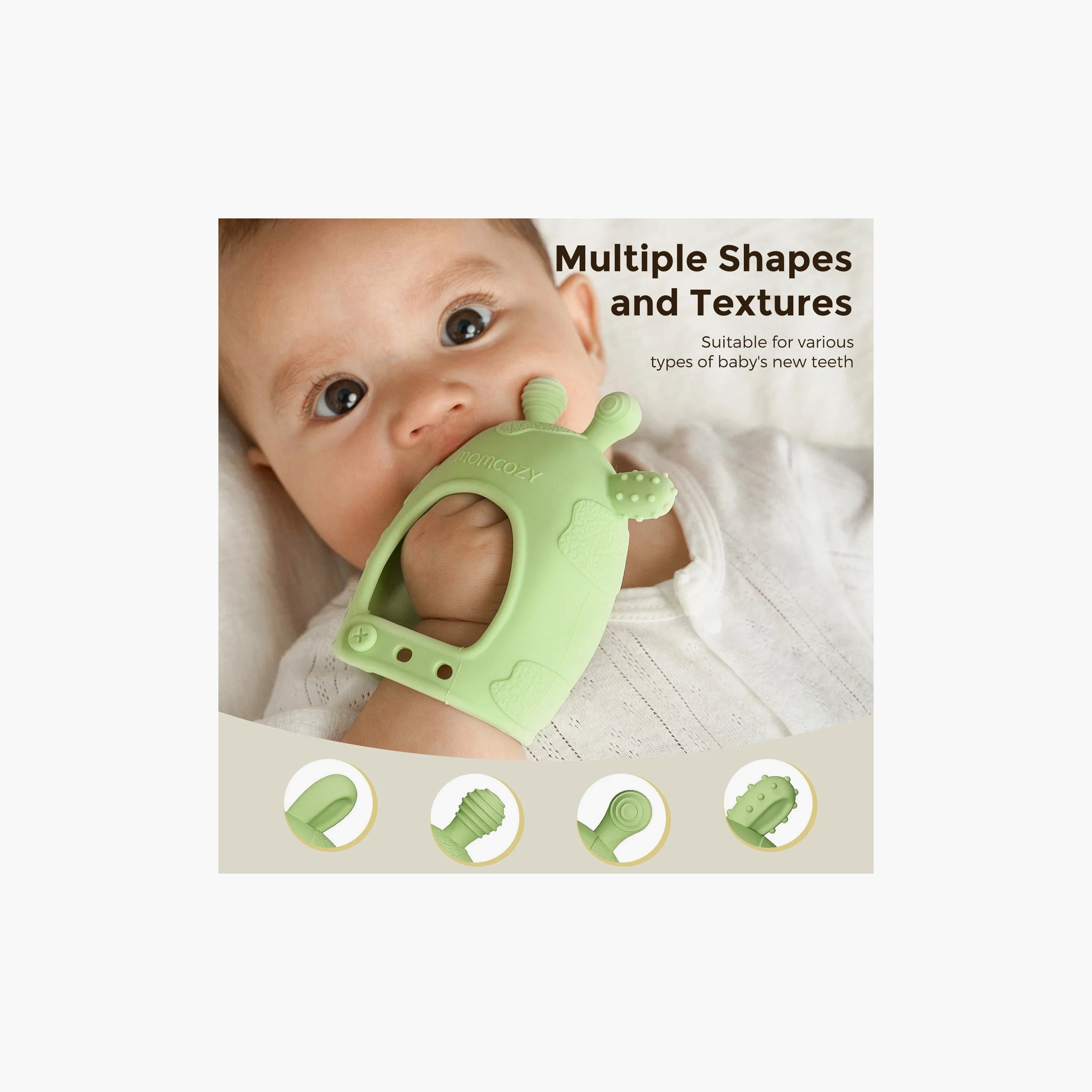 Momcozy 2-Piece Teether Toys - Green/Pink-toys-babyandtoddlertoys-rattlesandteethers-image-3