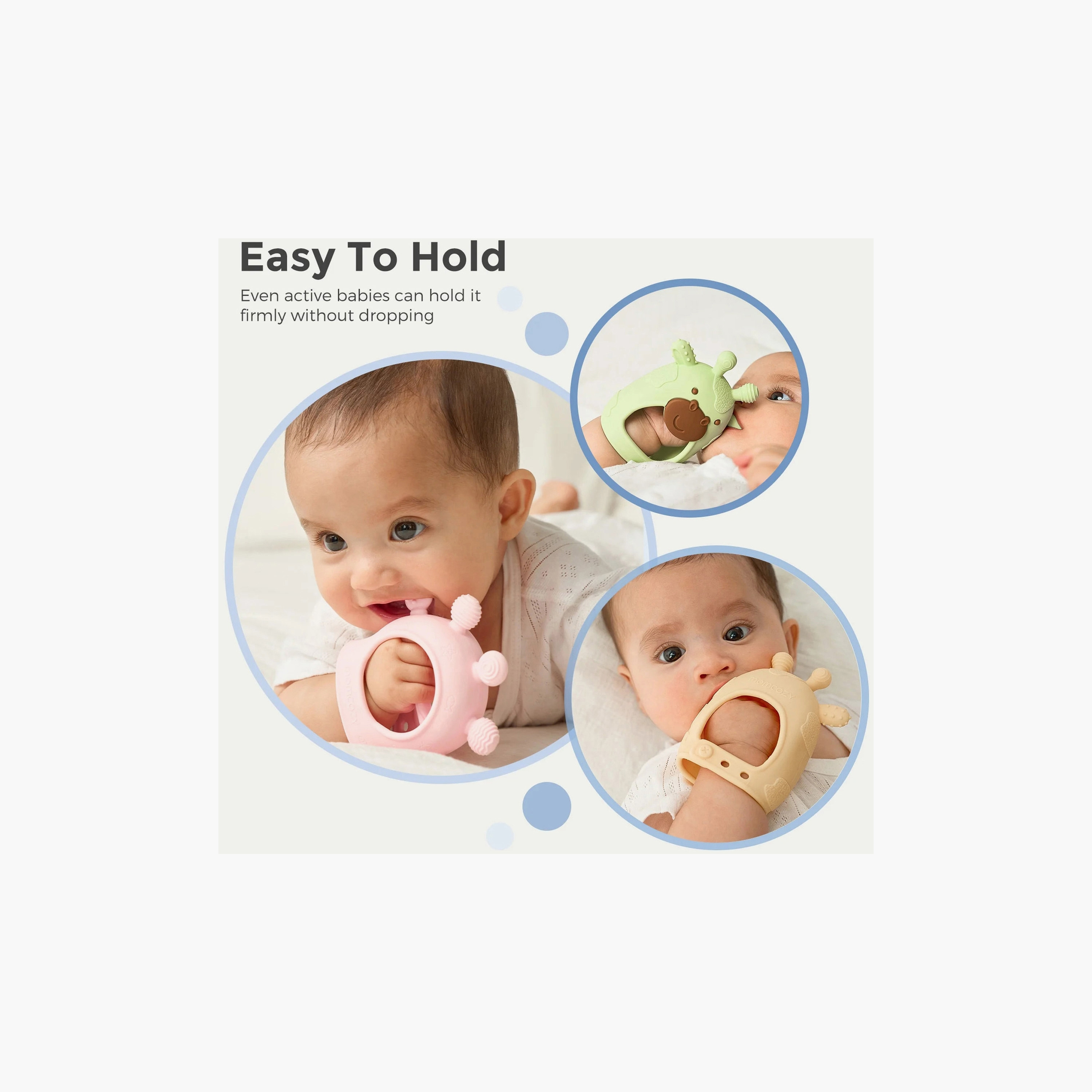 Momcozy 2-Piece Teether Toys - Green/Pink-toys-babyandtoddlertoys-rattlesandteethers-image-4