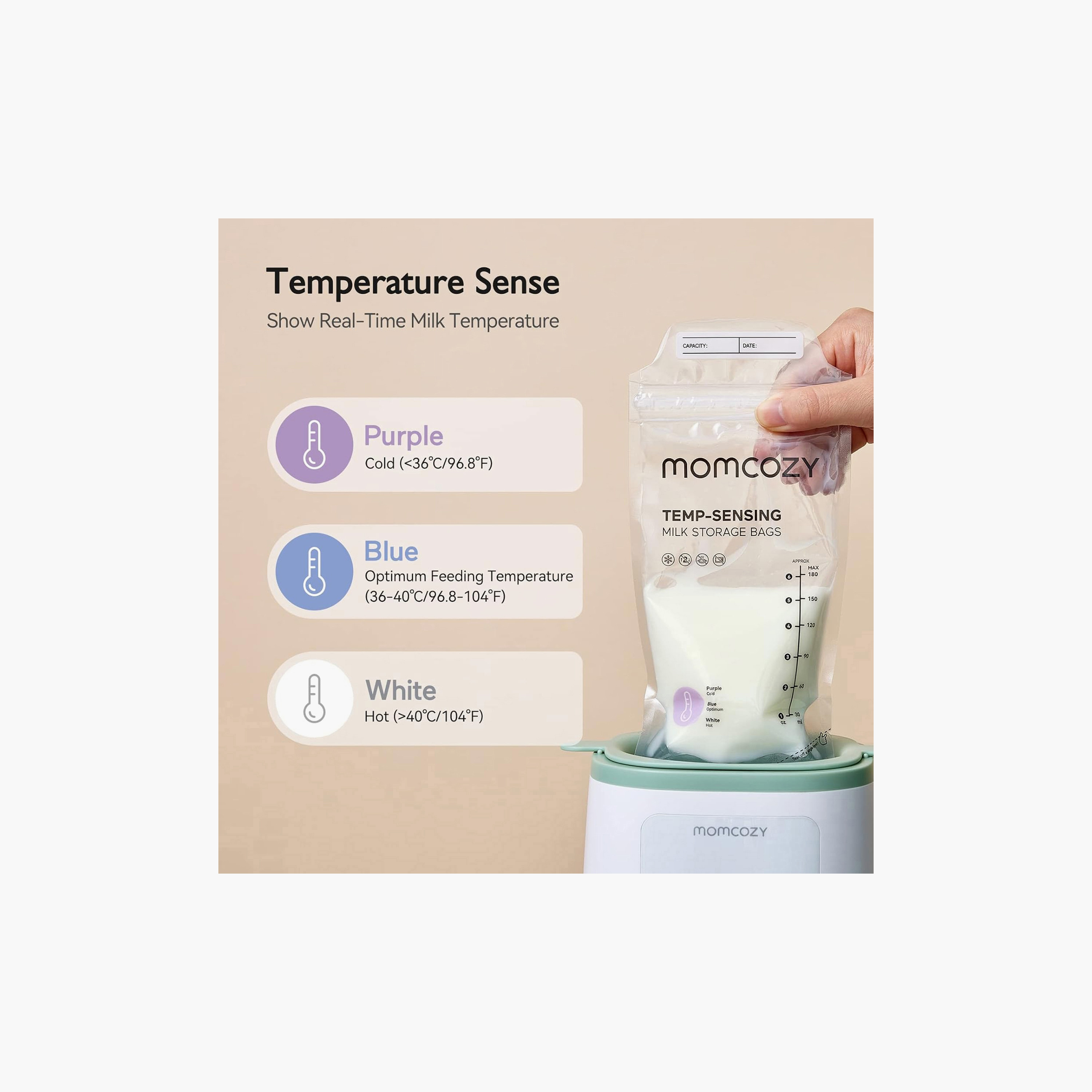 Momcozy 50-Piece Temp-Sensing Milk Storage Bags - 177 ml-baby-feeding-accessories-image-2