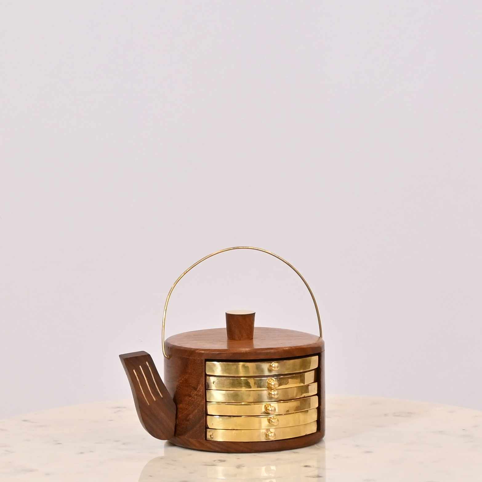 Crafted by Lifestyle Wooden Teapot Coaster Holder Set-household-decor-boxesandtrays-image-2