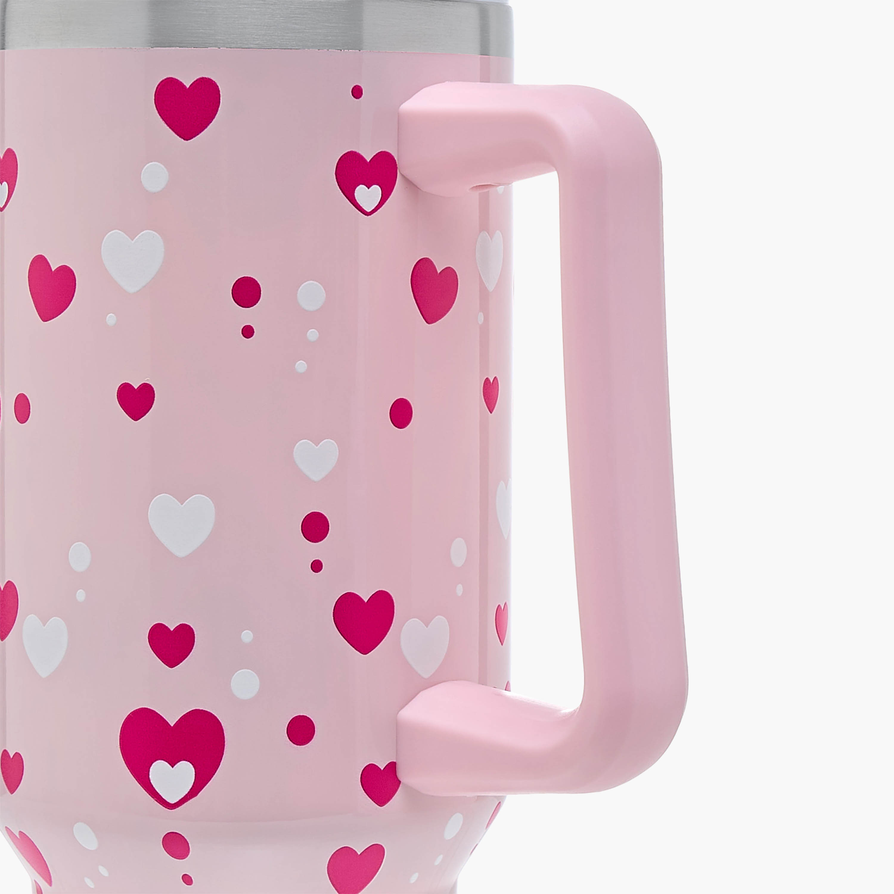 Heart Print Stainless Steel Tumbler with Straw and Cap - 1.2 L-school-waterbottles-image-5