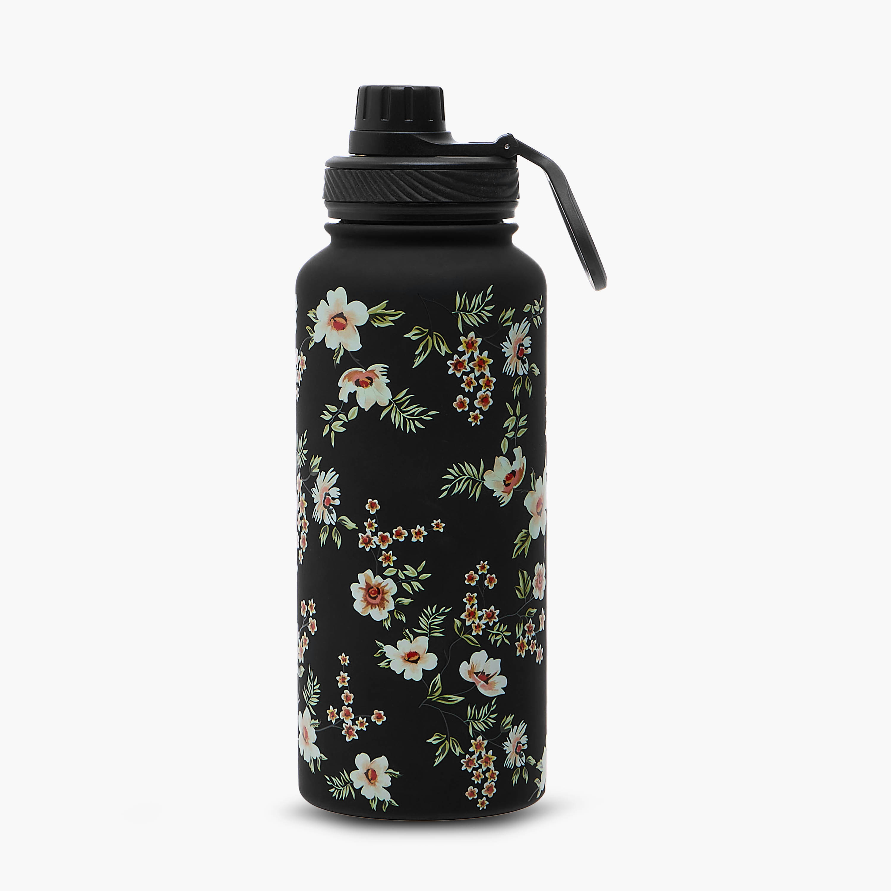 قارورة ماء ستانلس ستيل بفوهة وطبعات زهرية - 1 لتر-household-dining-drinkserveware-bottles-image-5