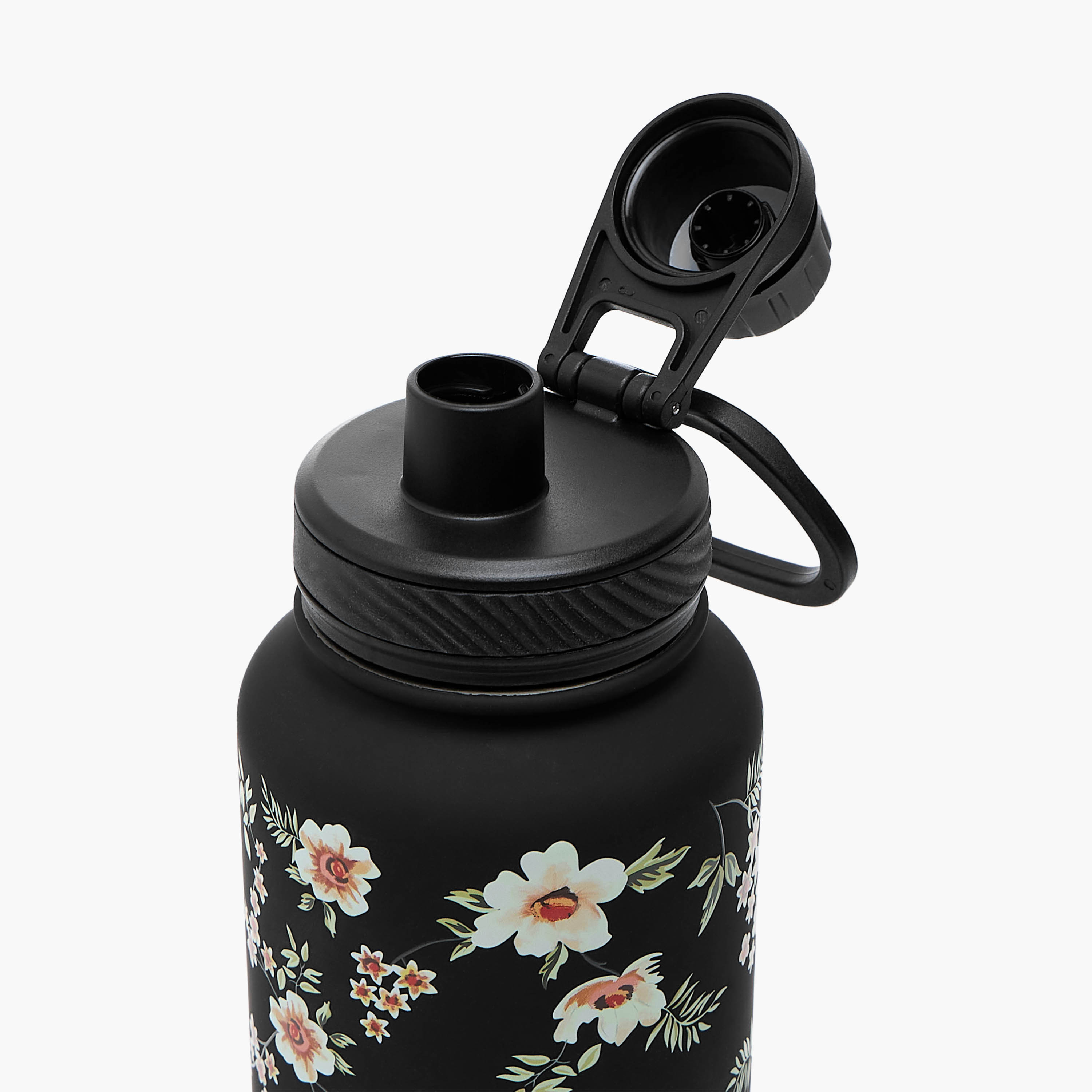 قارورة ماء ستانلس ستيل بفوهة وطبعات زهرية - 1 لتر-household-dining-drinkserveware-bottles-image-2