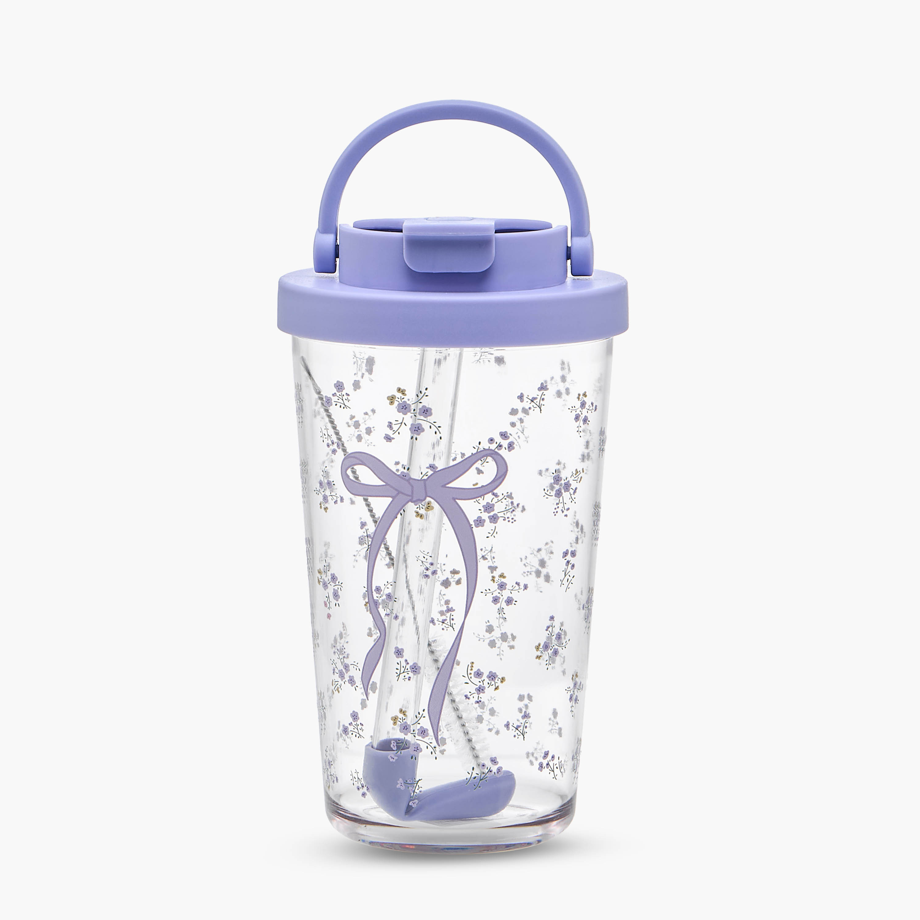 Floral Bow Print Tritan Tumbler with Straw - 710 ml-household-dining-drinkserveware-bottles-image-1