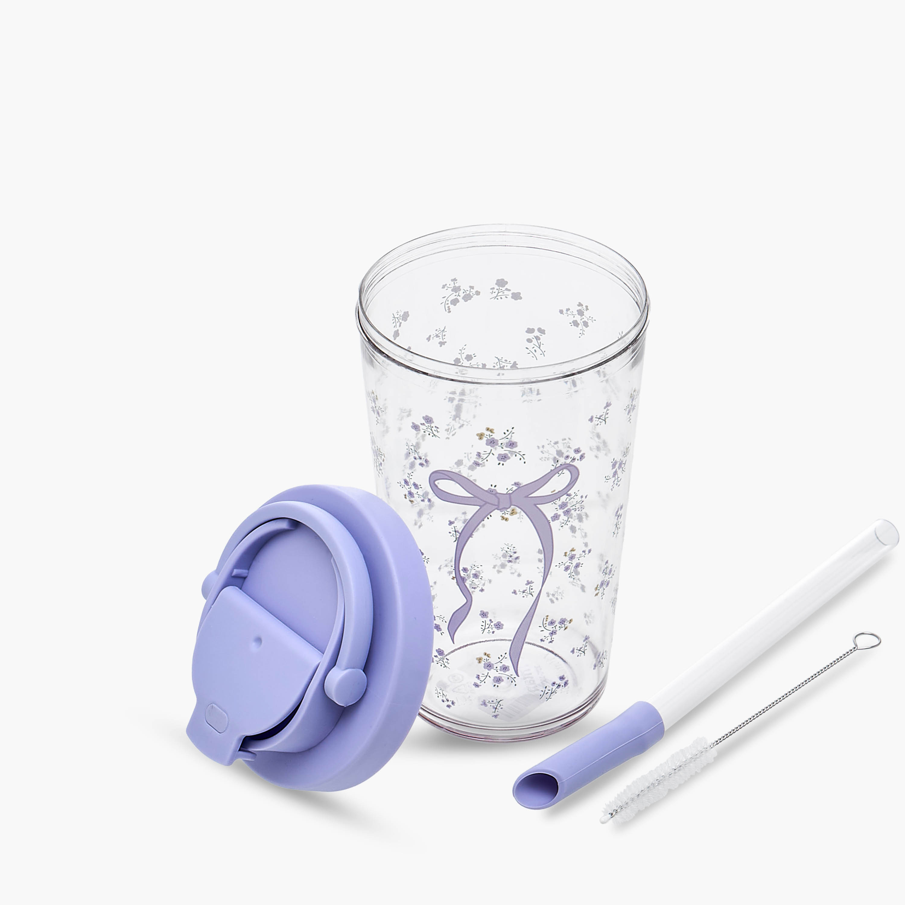 Floral Bow Print Tritan Tumbler with Straw - 710 ml-household-dining-drinkserveware-bottles-image-2
