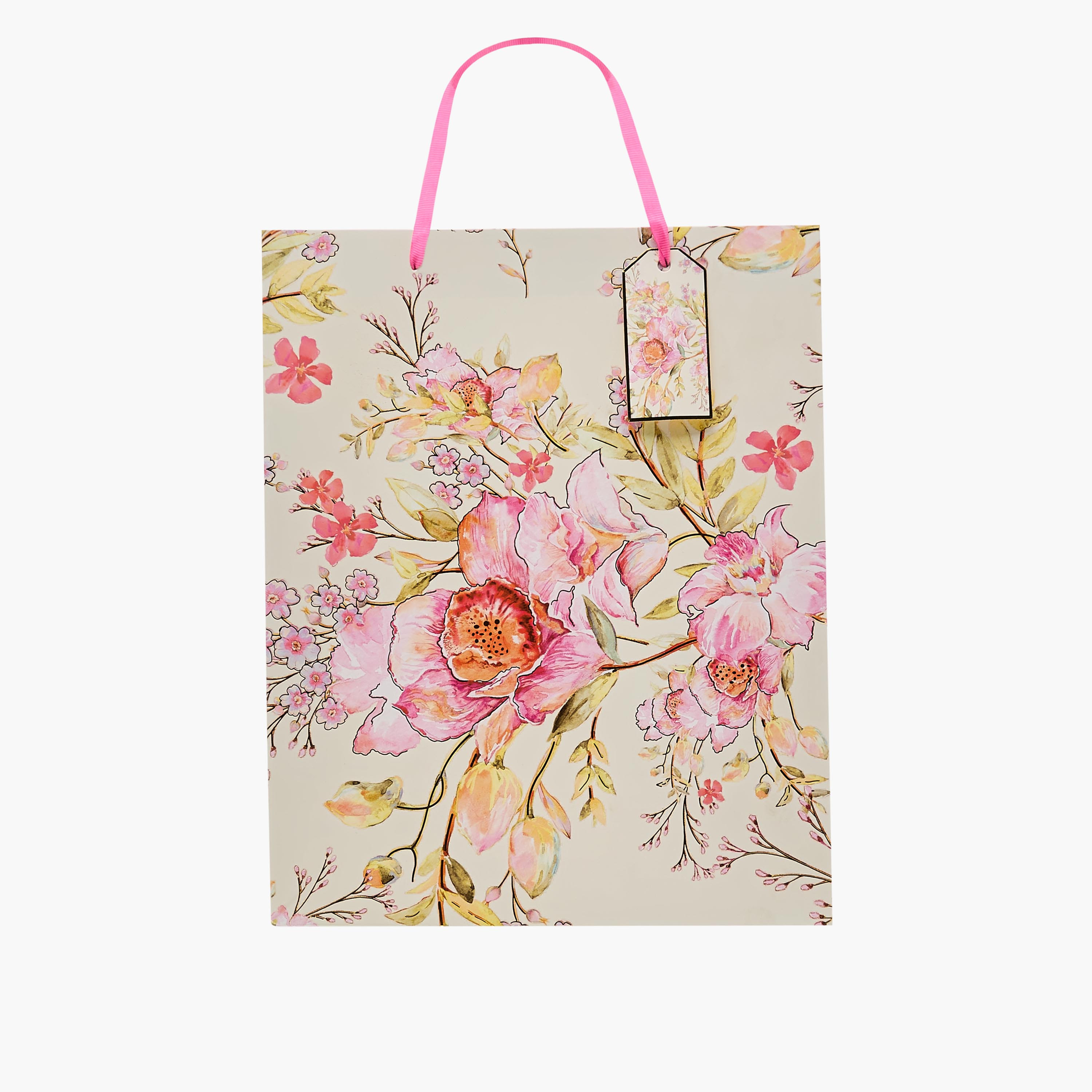 Floral Print Paper Gift Bag - Large-household-giftingaccessories-giftings-image-1