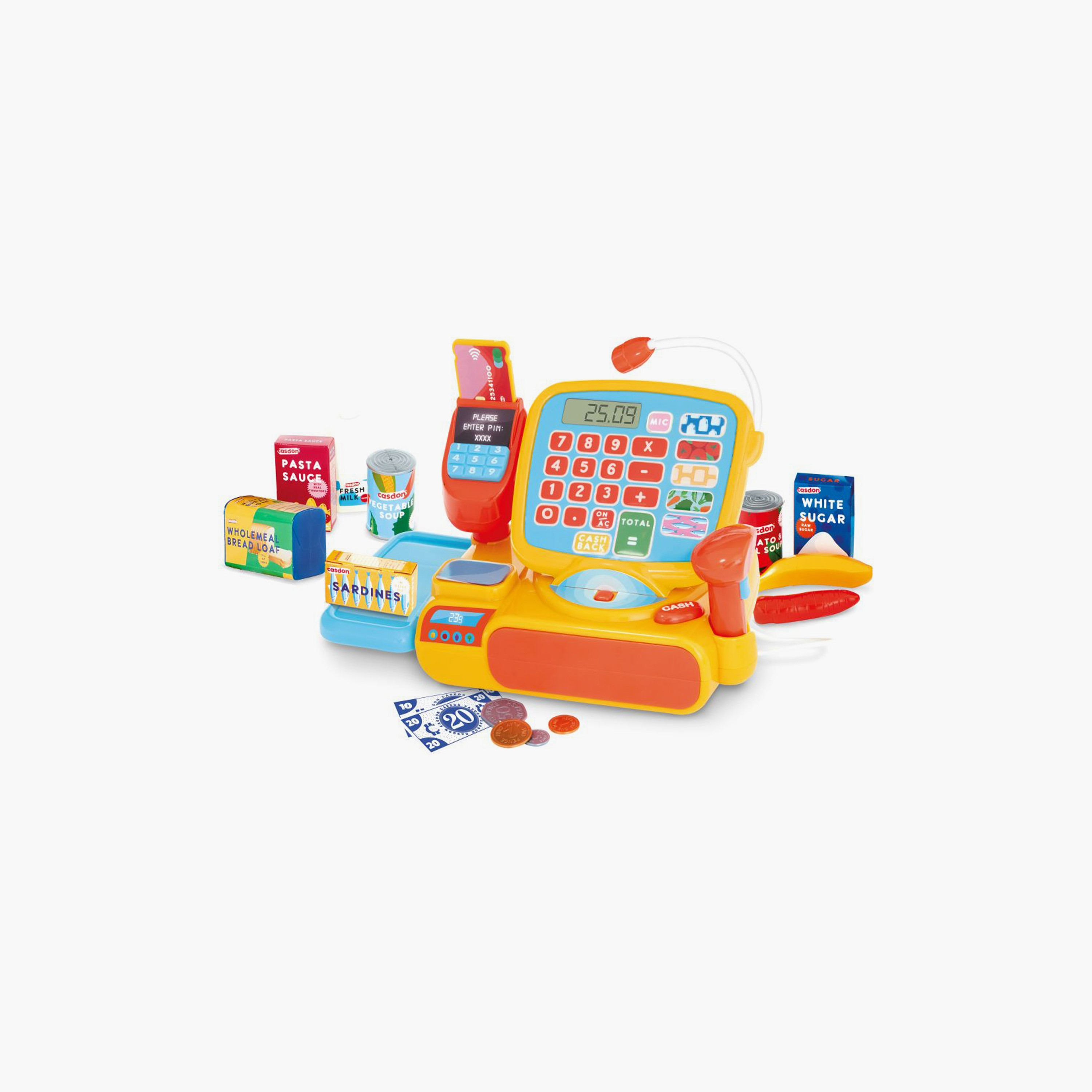 لعبة ماكينة تسجيل نقود واقعية كاسدون مع آلة حاسبة وملحقات-toys-roleplay-moneyandbankingsets-image-1