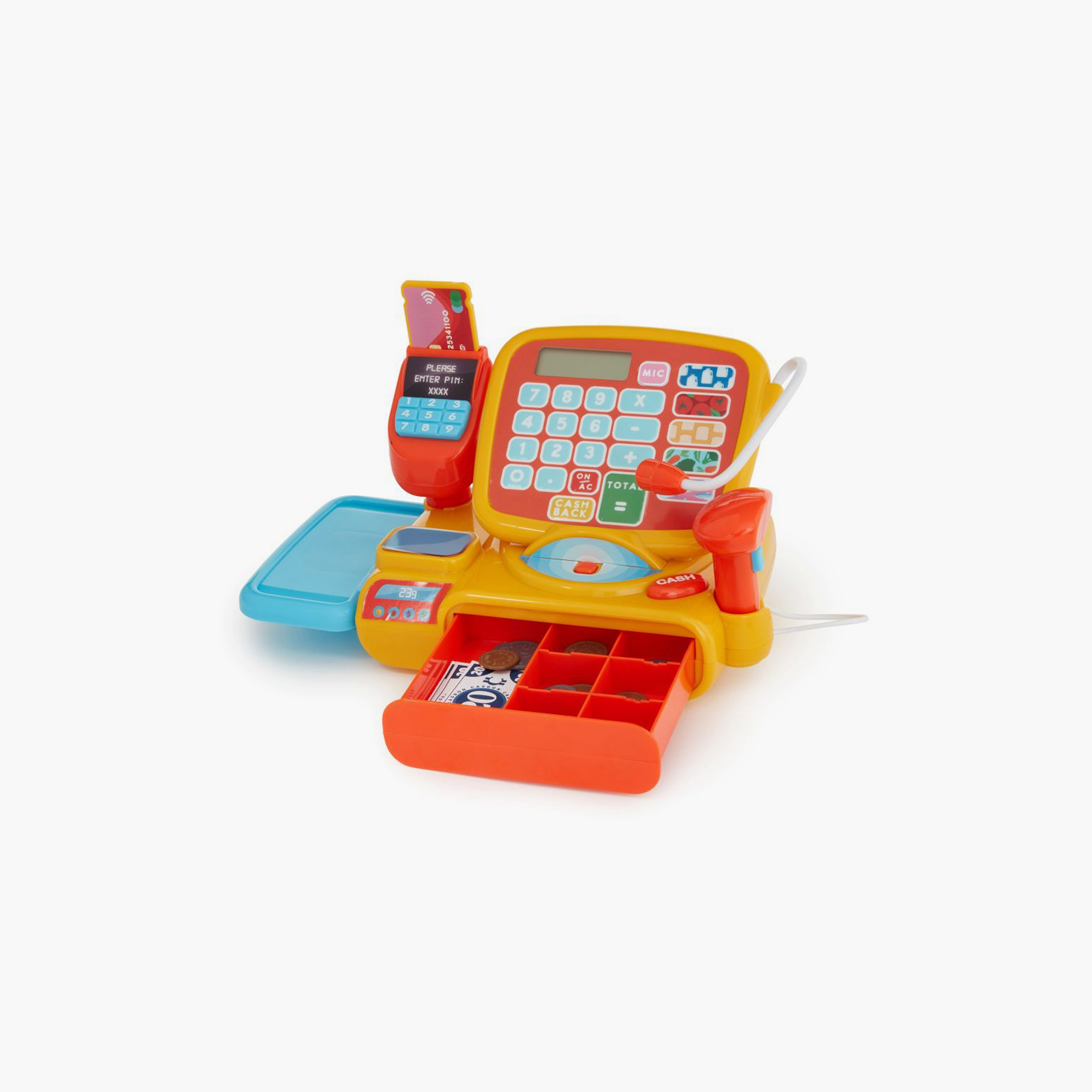 لعبة ماكينة تسجيل نقود واقعية كاسدون مع آلة حاسبة وملحقات-toys-roleplay-moneyandbankingsets-image-2