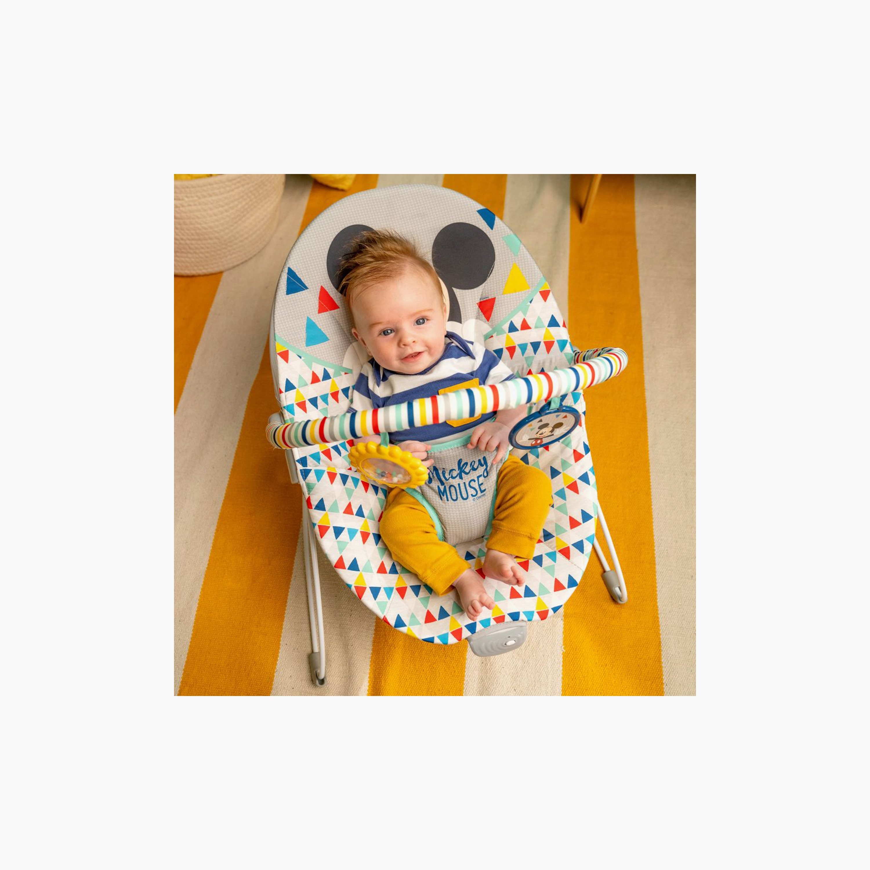 Bright Starts Disney Baby Mickey Mouse Happy Triangles Bouncer - 0-6m-baby-infantactivity-bouncers-image-3