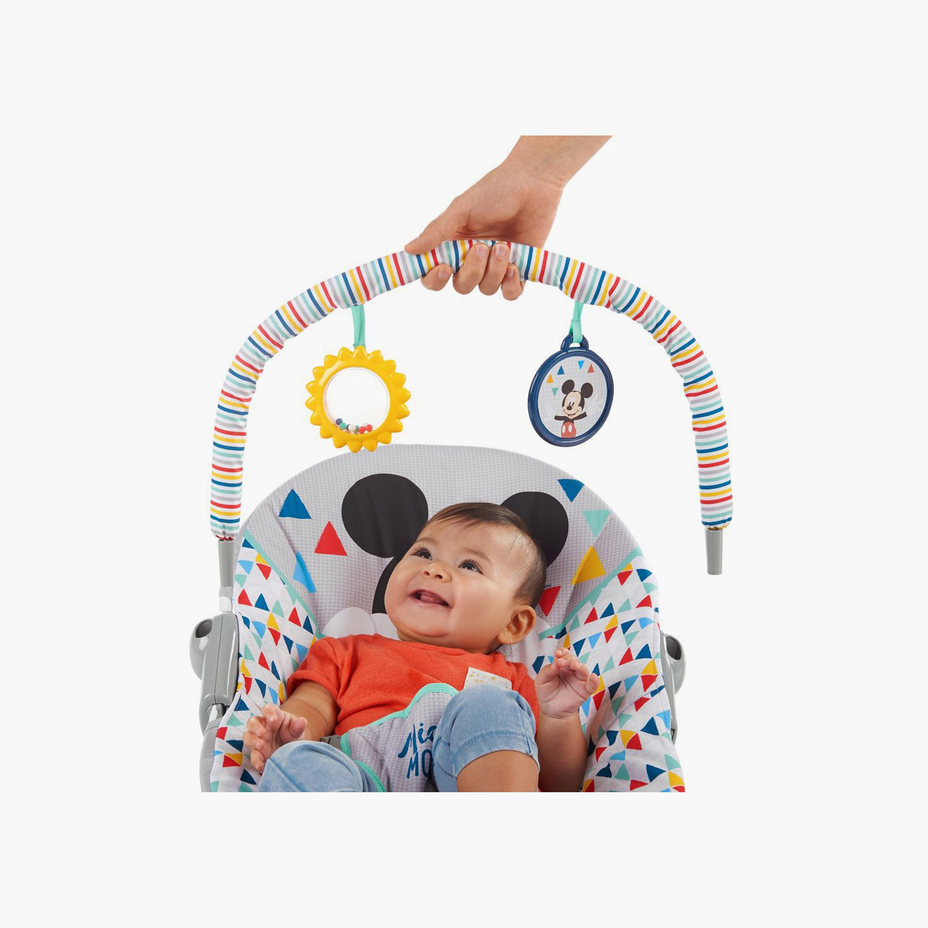 Bright Starts Disney Baby Mickey Mouse Happy Triangles Bouncer - 0-6m-baby-infantactivity-bouncers-image-5