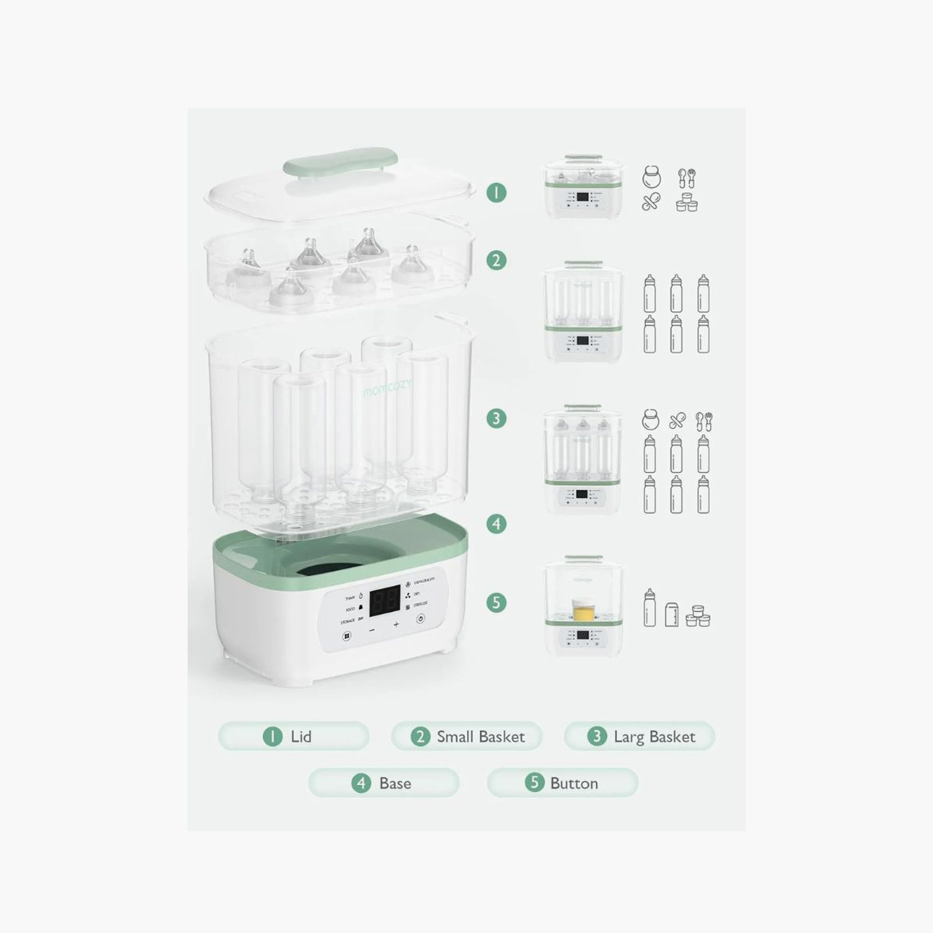 Momcozy 8-In-1 Bottle Sterilizer & Dryer - White-baby-feeding-sterilizersandwarmers-image-13