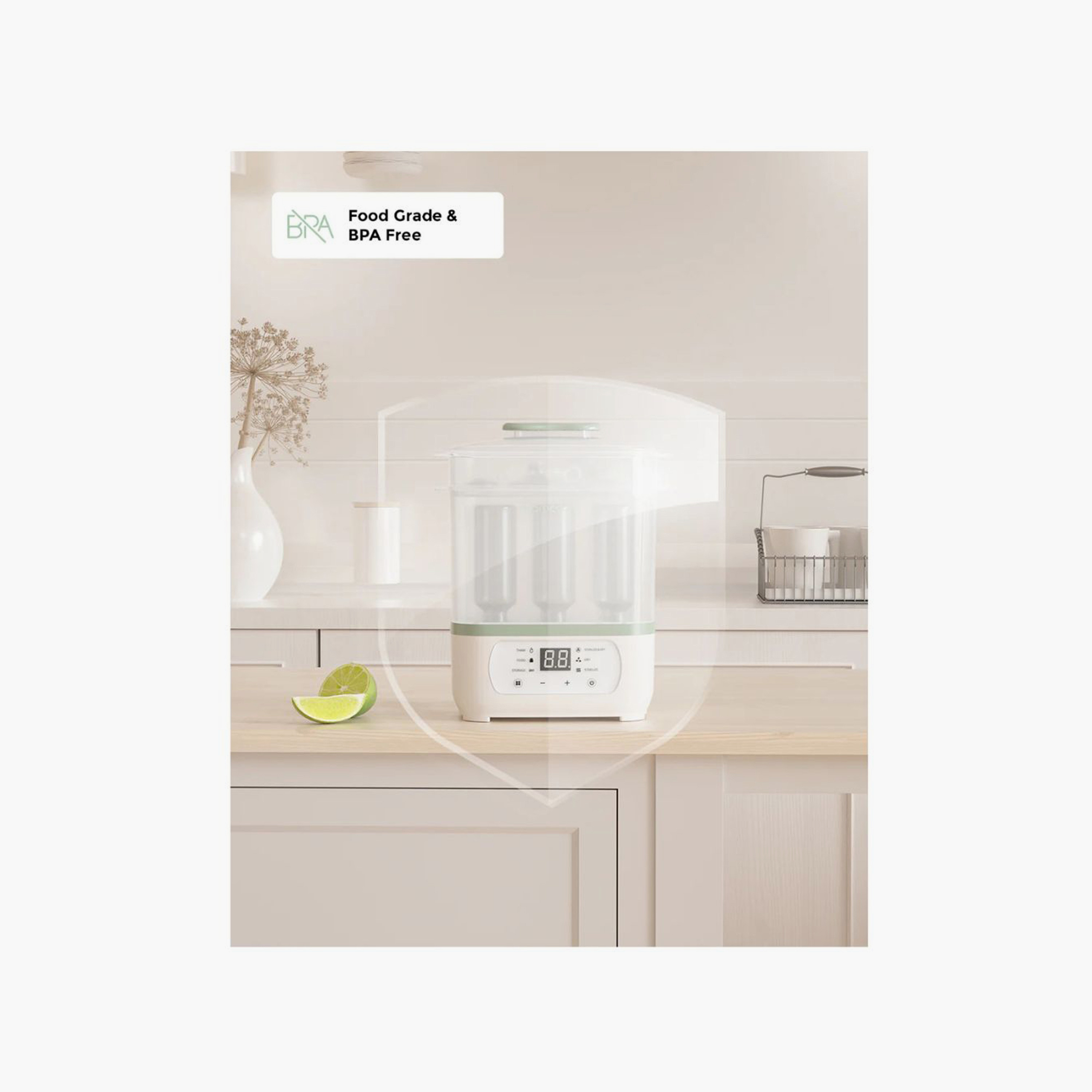 جهاز تعقيم وتجفيف الرضاعات 8 في 1 من مومكوزي - أبيض-baby-feeding-sterilizersandwarmers-image-8