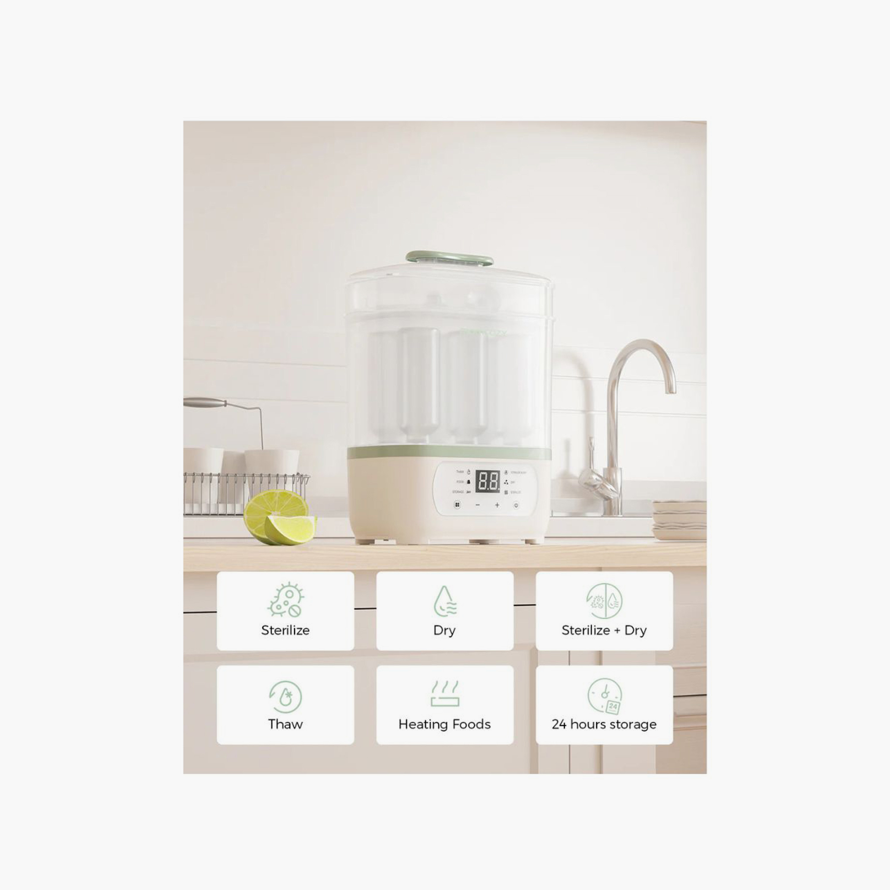 جهاز تعقيم وتجفيف الرضاعات 8 في 1 من مومكوزي - أبيض-baby-feeding-sterilizersandwarmers-image-6