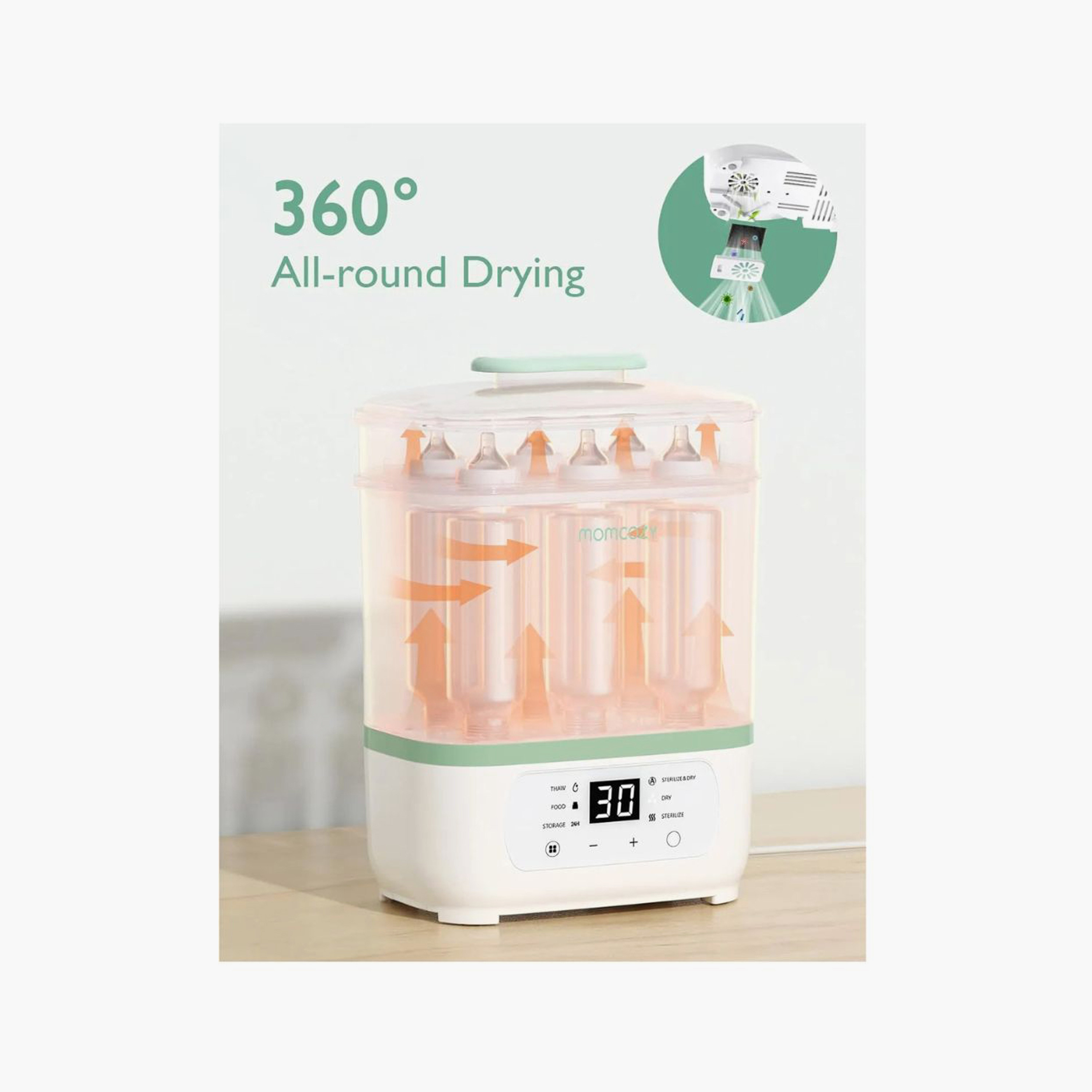 جهاز تعقيم وتجفيف الرضاعات 8 في 1 من مومكوزي - أبيض-baby-feeding-sterilizersandwarmers-image-2