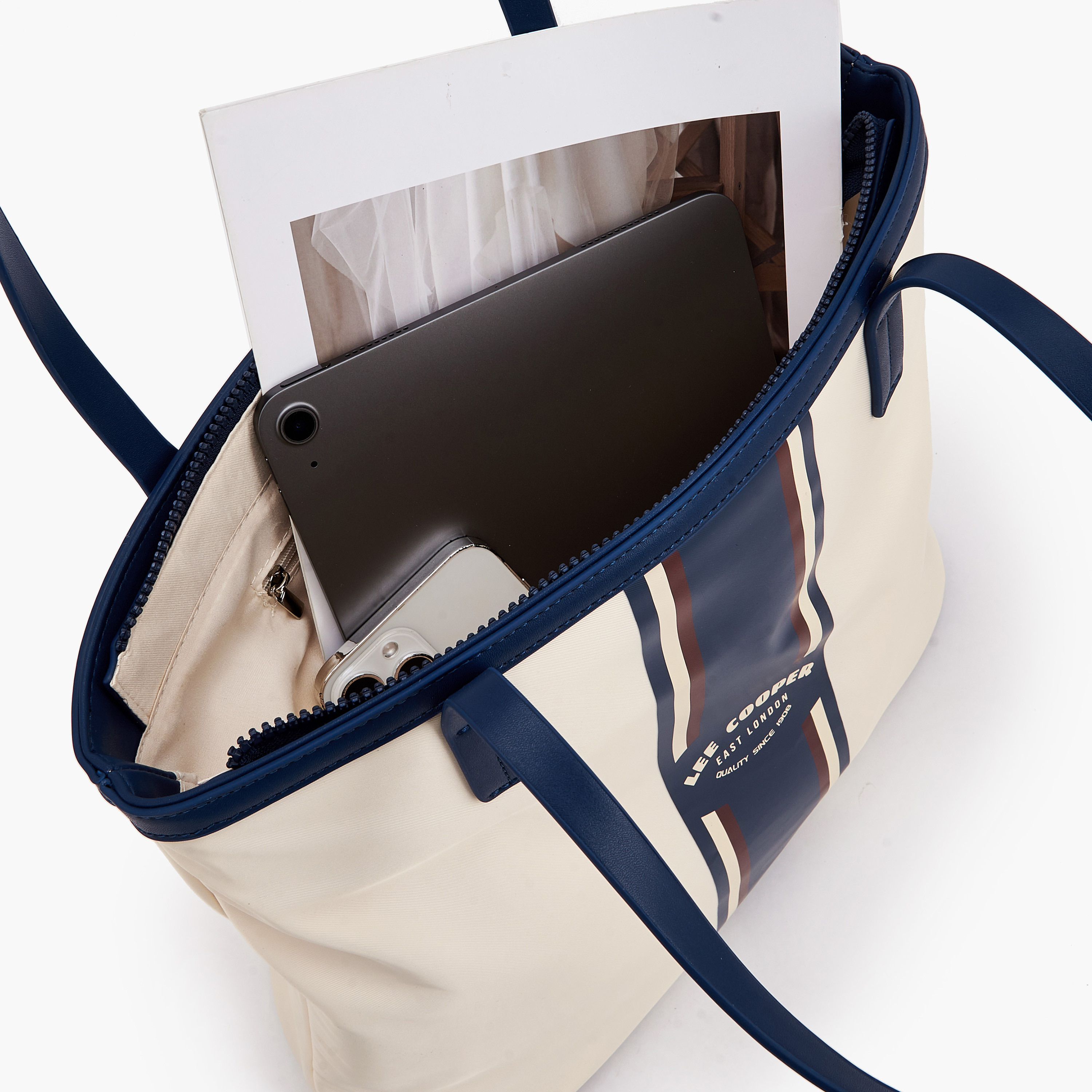 شنطة توت مخططة بمقابض من لي كوبر-women-bagsandwallets-handbags-image-7