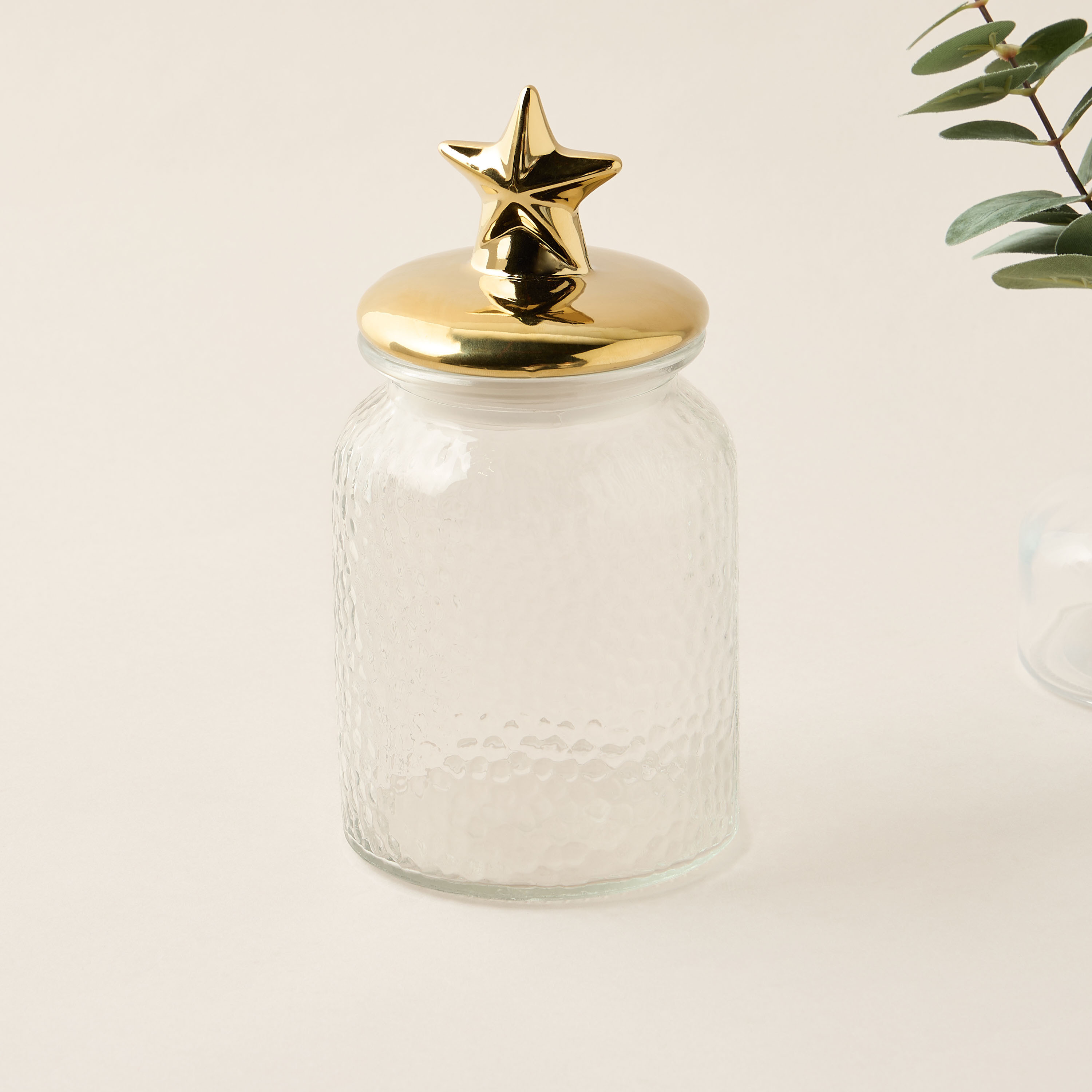 Textured Glass Canister with Star Top Lid-household-kitchen-foodstorage-canistersandjars-image-2