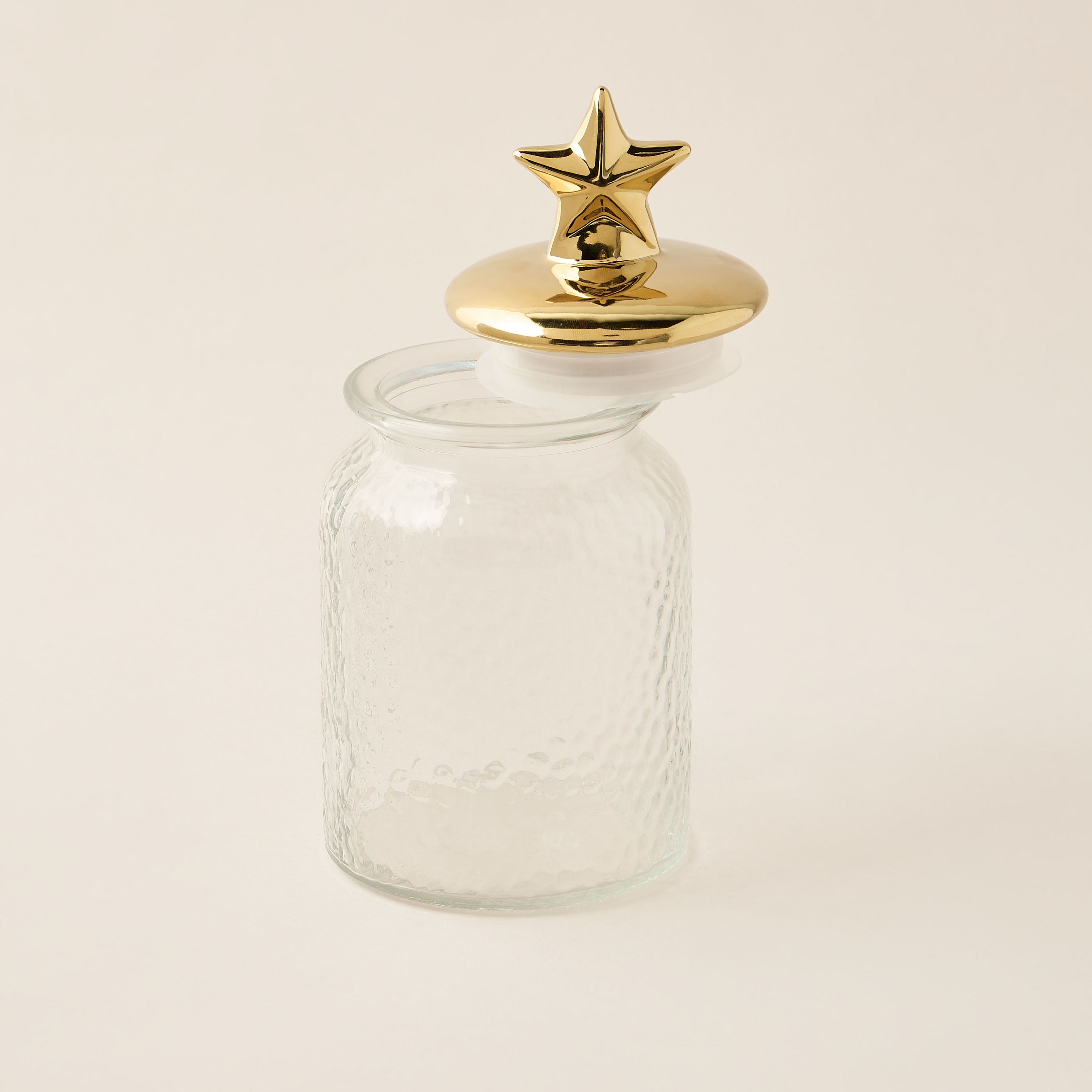 Textured Glass Canister with Star Top Lid-household-kitchen-foodstorage-canistersandjars-image-3