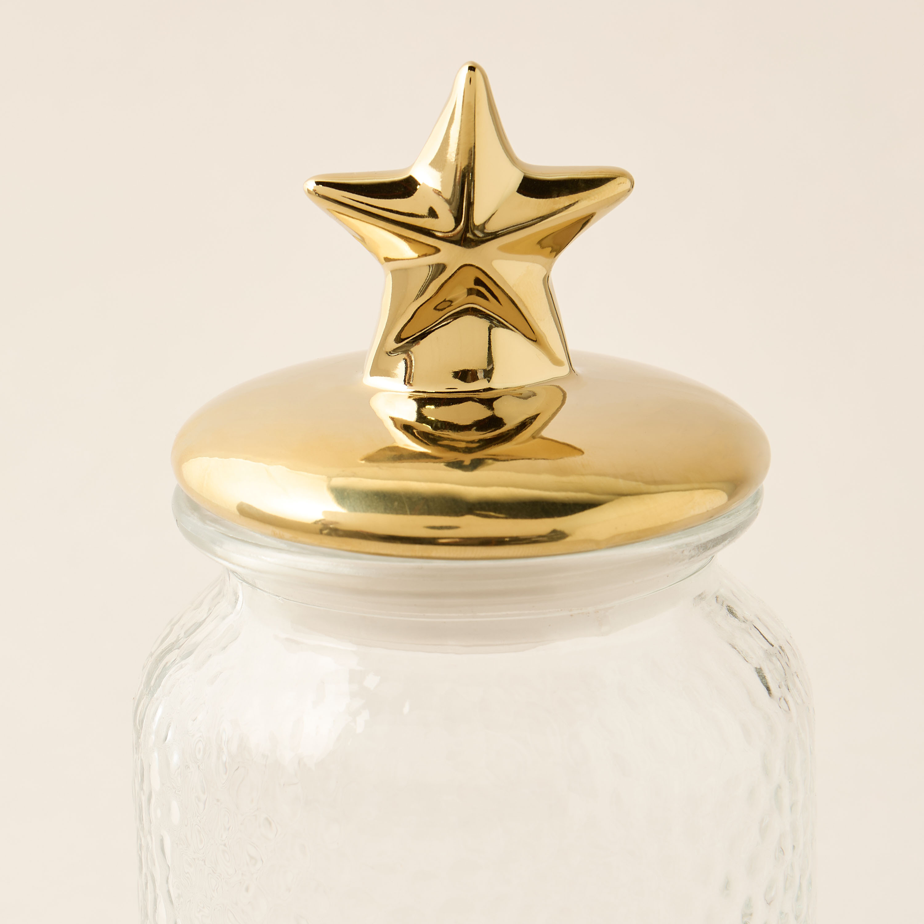 Textured Glass Canister with Star Top Lid-household-kitchen-foodstorage-canistersandjars-image-4