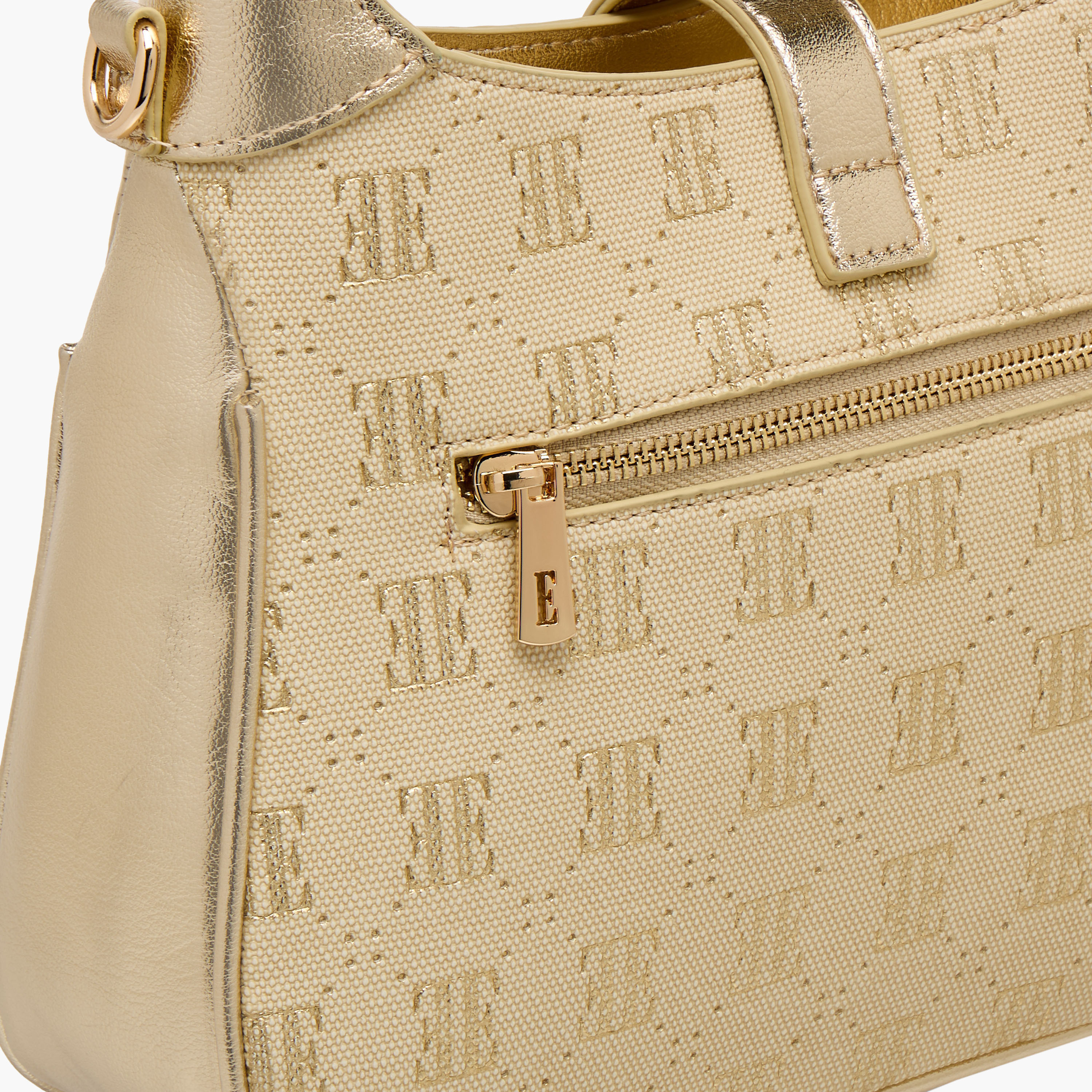 Elle Monogram Debossed Shoulder Bag with Detachable Strap-women-bagsandwallets-handbags-image-5