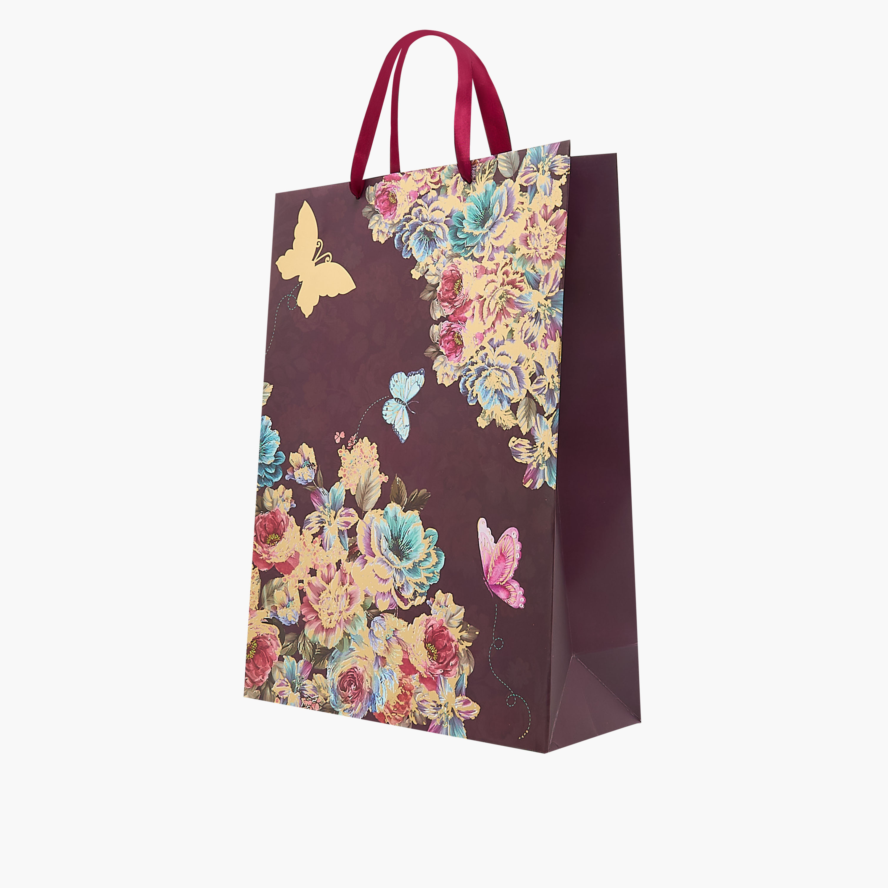 Butterfly and Flower Print Paper Gift Bag - Large-household-giftingaccessories-giftings-image-2