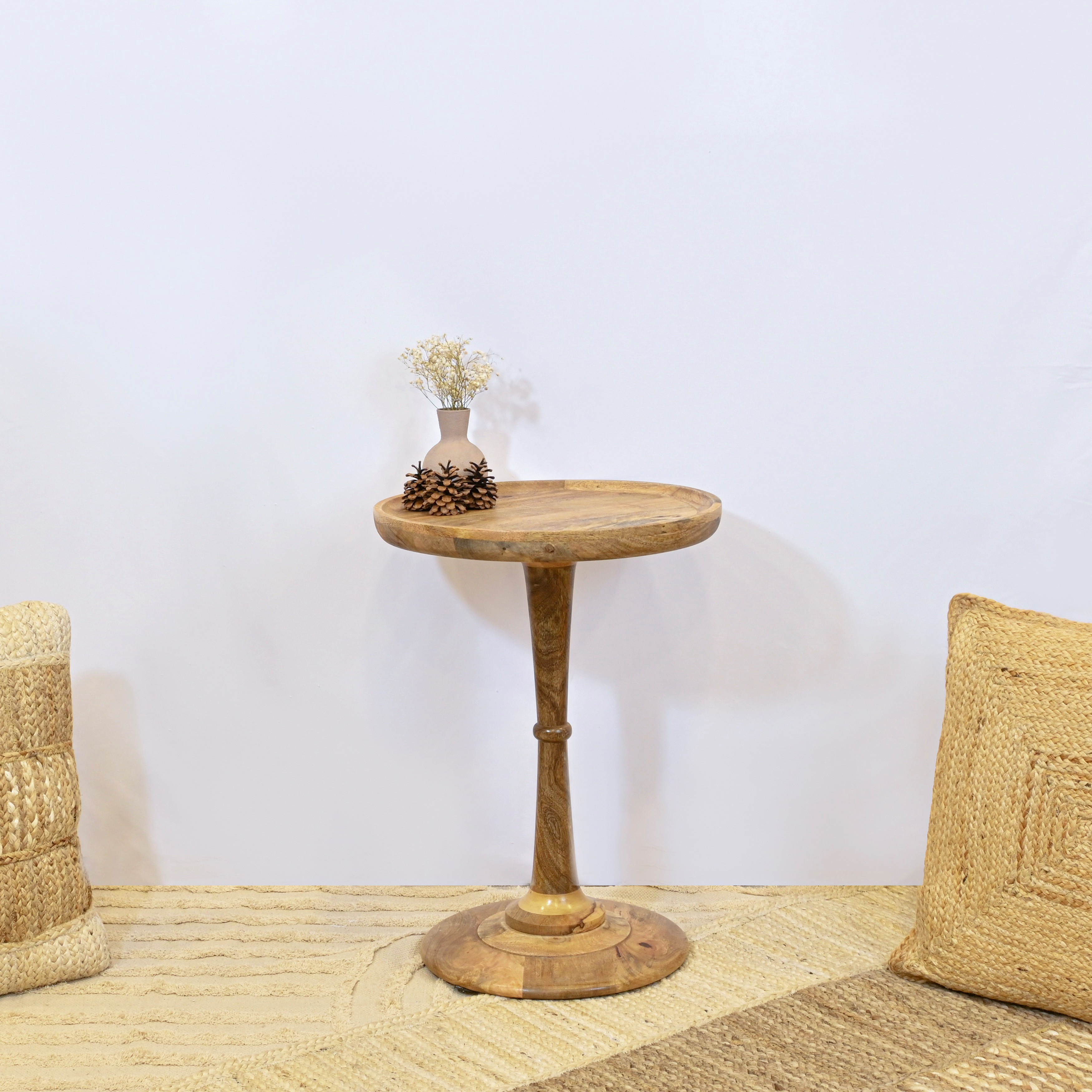 Crafted by Lifestyle Wooden Round Pedestal Table-household-dining-tablelinen-napkinsandaccessories-image-1
