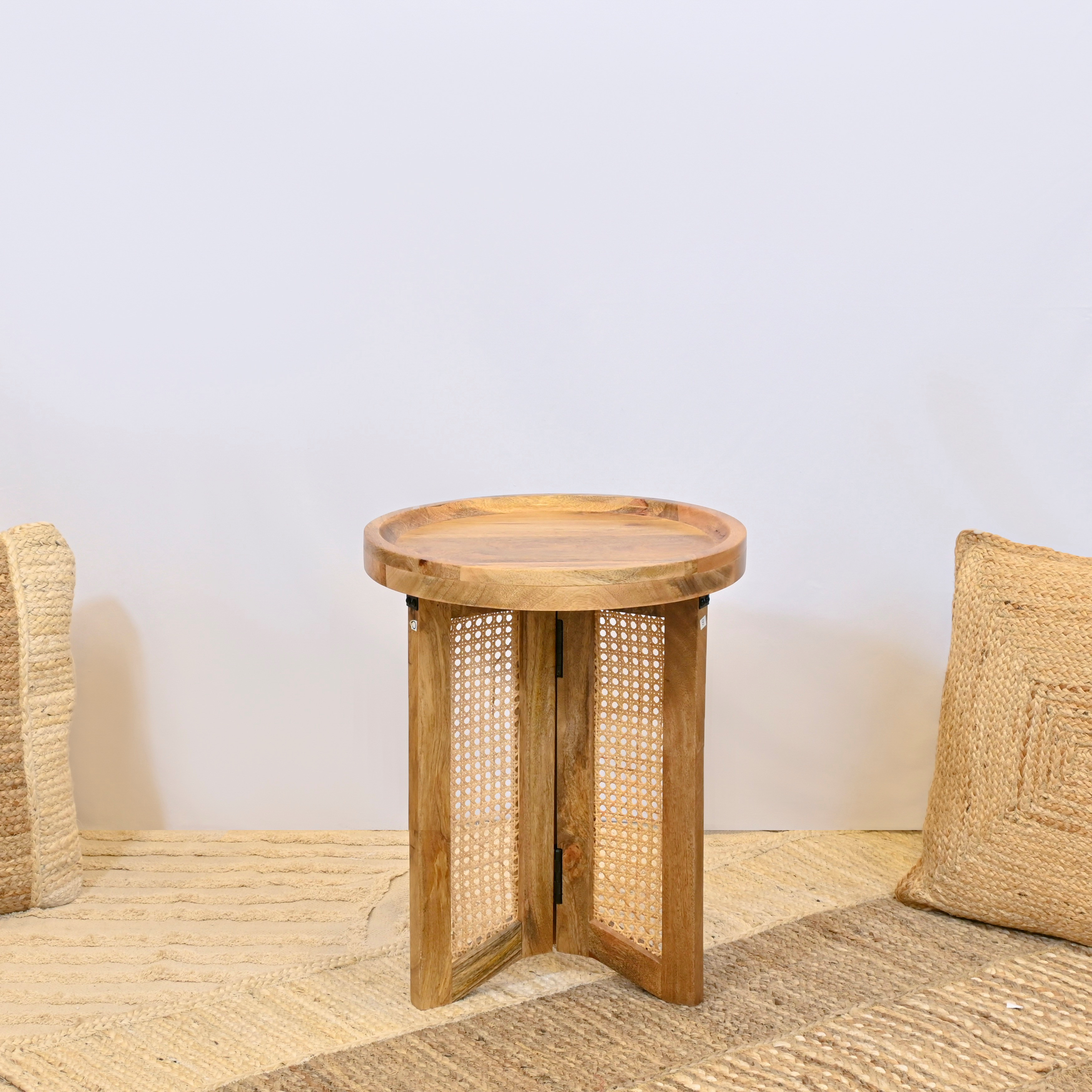 Crafted by Lifestyle Wooden Top Accent Table with Rattan Legs-furniture-livingroom-sideandendtables-image-2