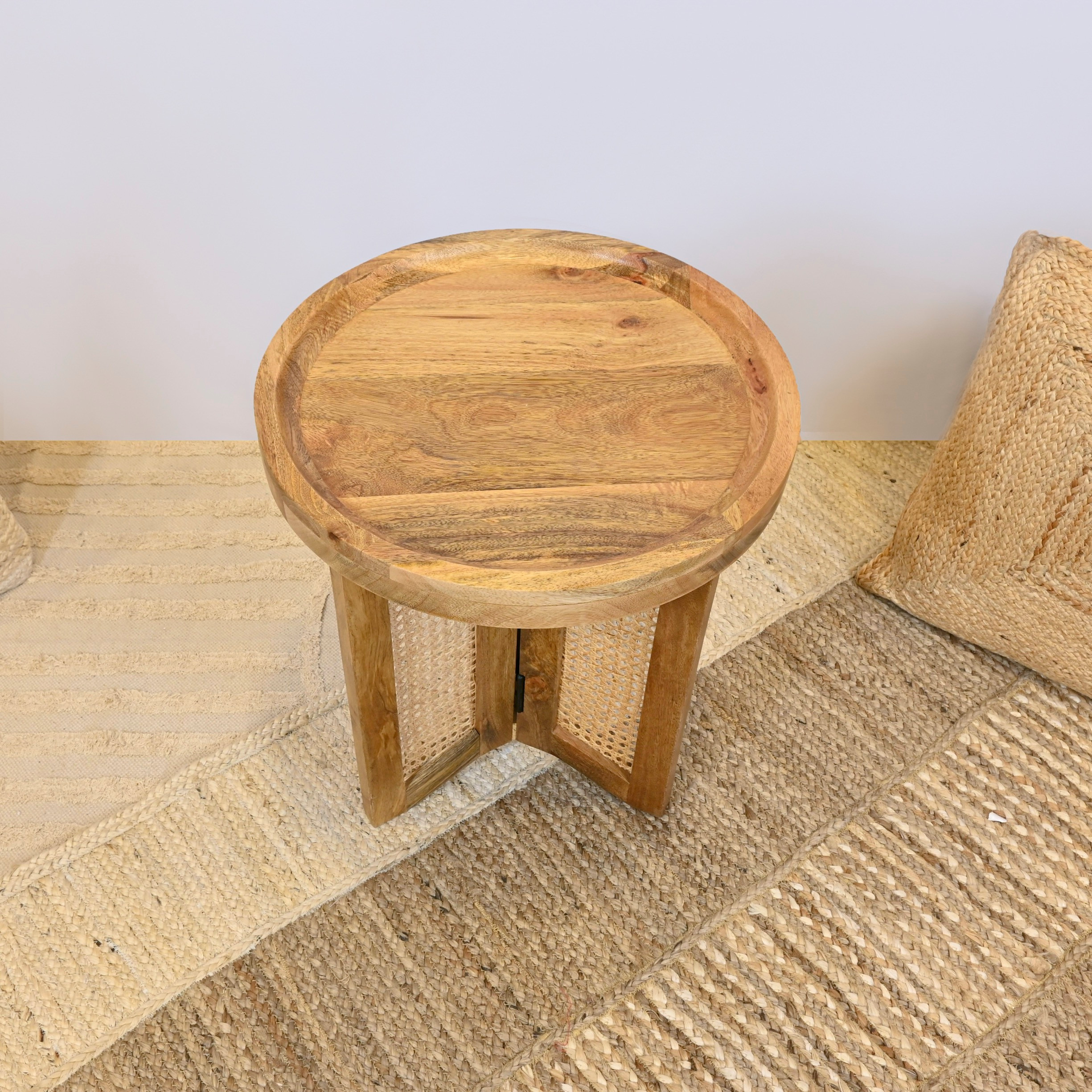 Crafted by Lifestyle Wooden Top Accent Table with Rattan Legs-furniture-livingroom-sideandendtables-image-3