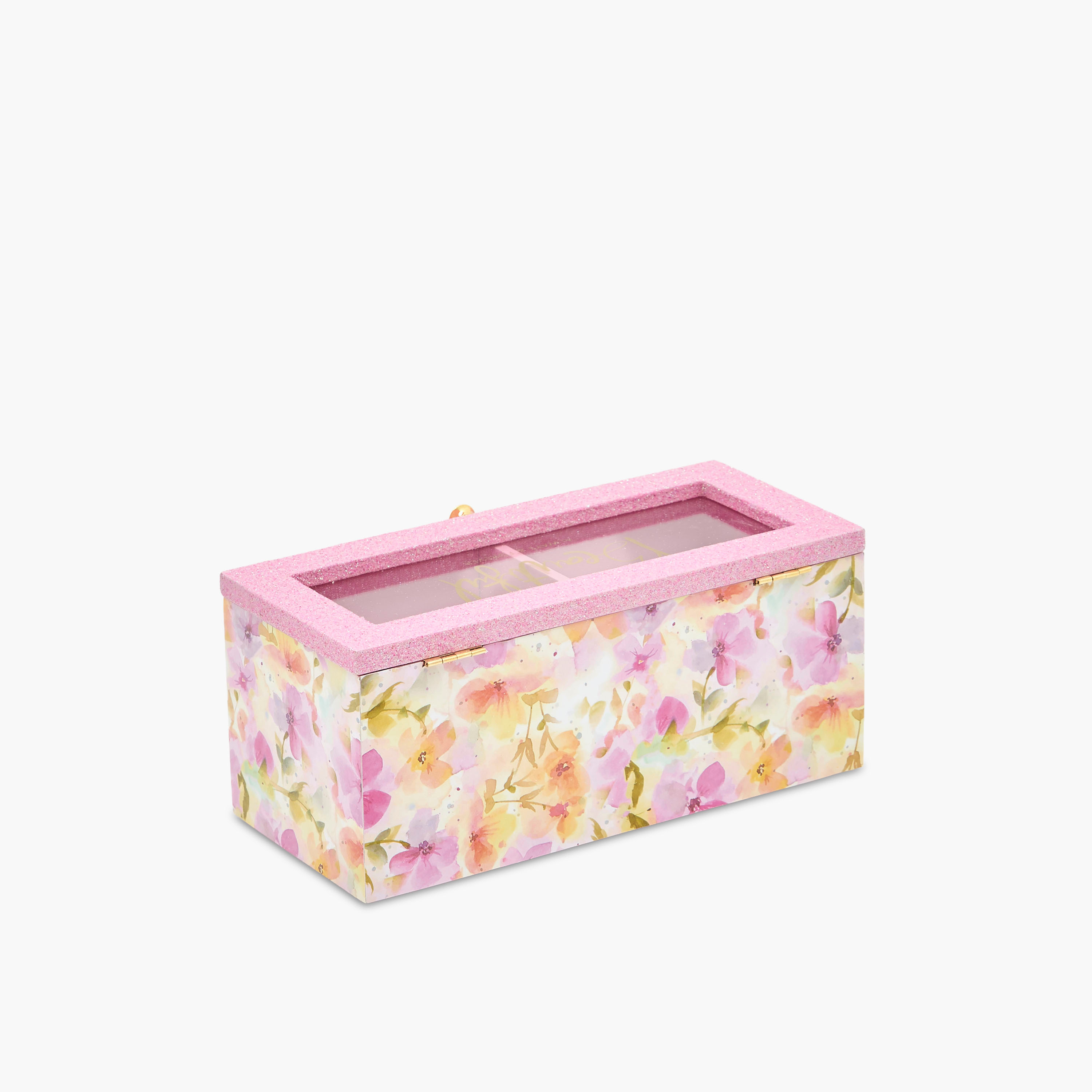 2-Compartment Jewellery Organizer Floral Print  - 22x10x10 cms-women-watchesandjewellery-jewellery-storage-image-3