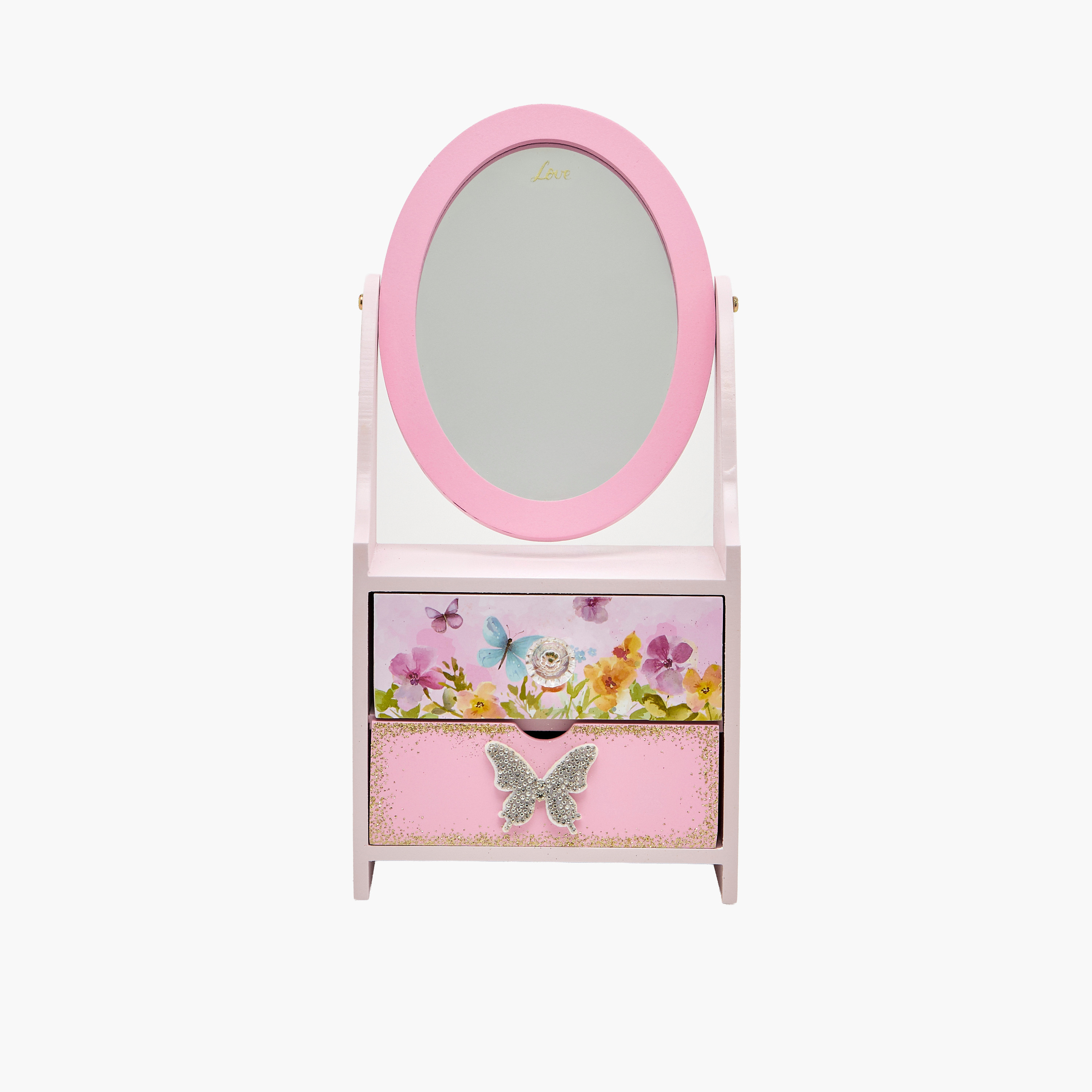 Butterfly Themed Jewellery Cabinet with Mirror - 15x10x32 cms-women-watchesandjewellery-jewellery-storage-image-2