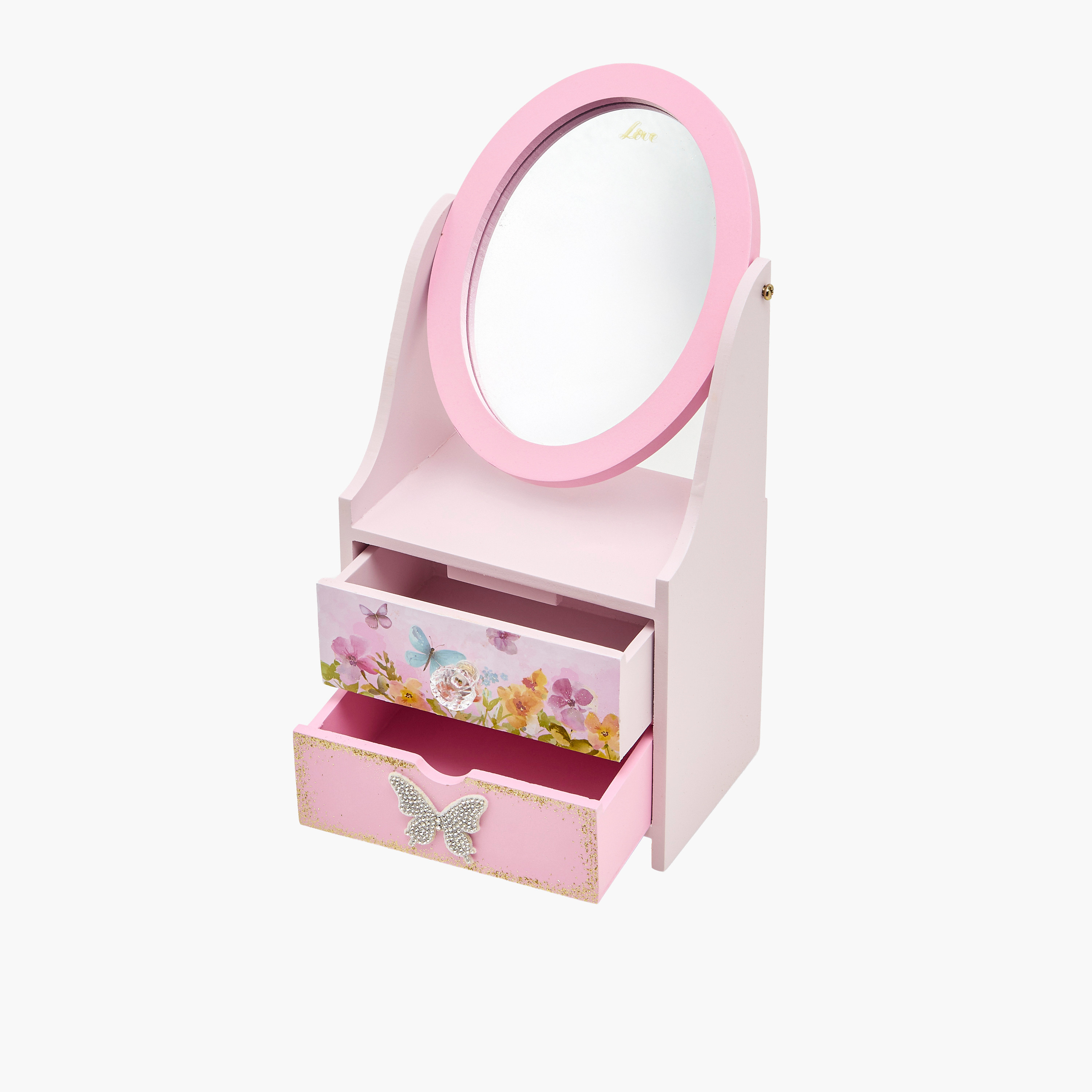 Butterfly Themed Jewellery Cabinet with Mirror - 15x10x32 cms-women-watchesandjewellery-jewellery-storage-image-4