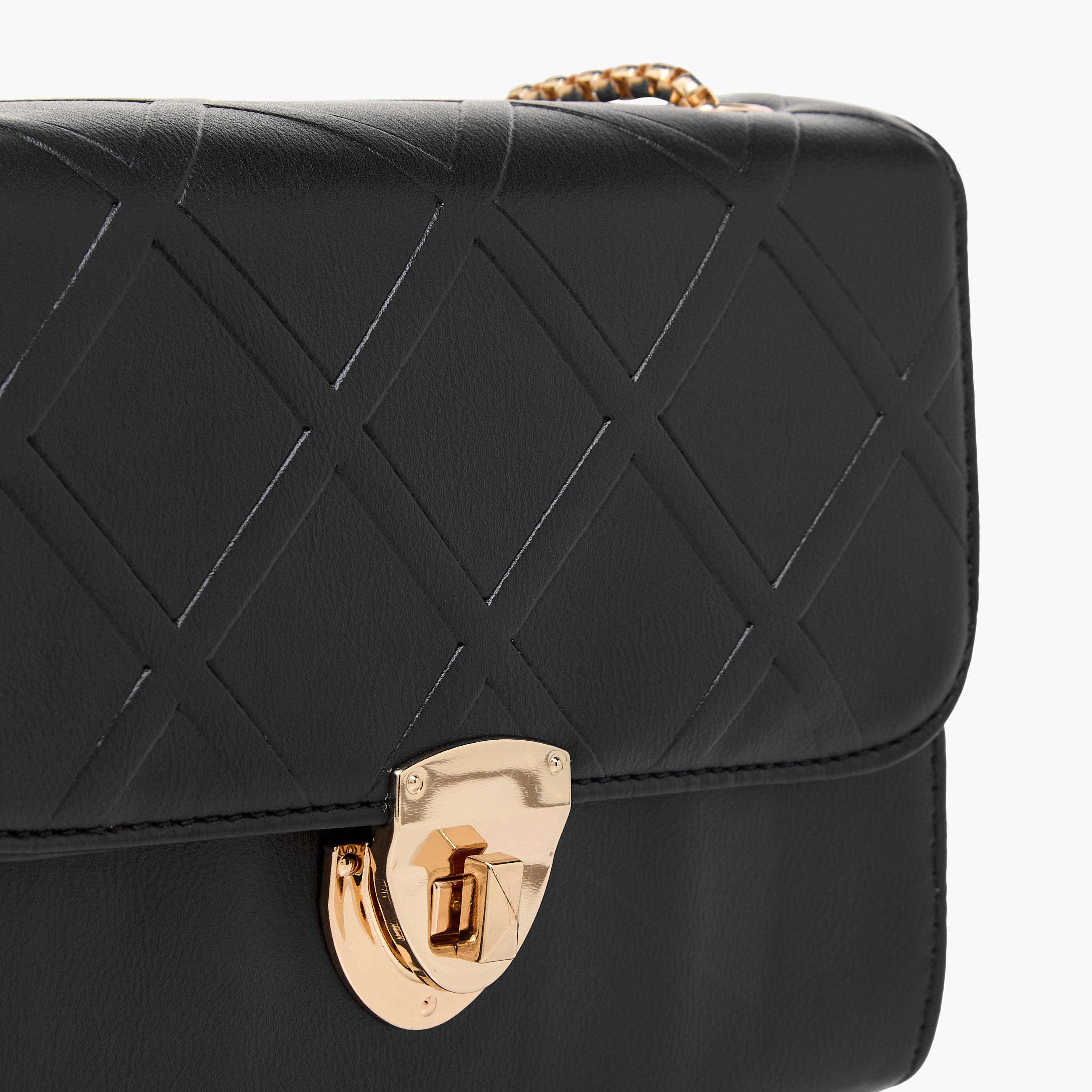 Adore Sam Textured Sling Bag with Chain Strap-women-bagsandwallets-handbags-image-5