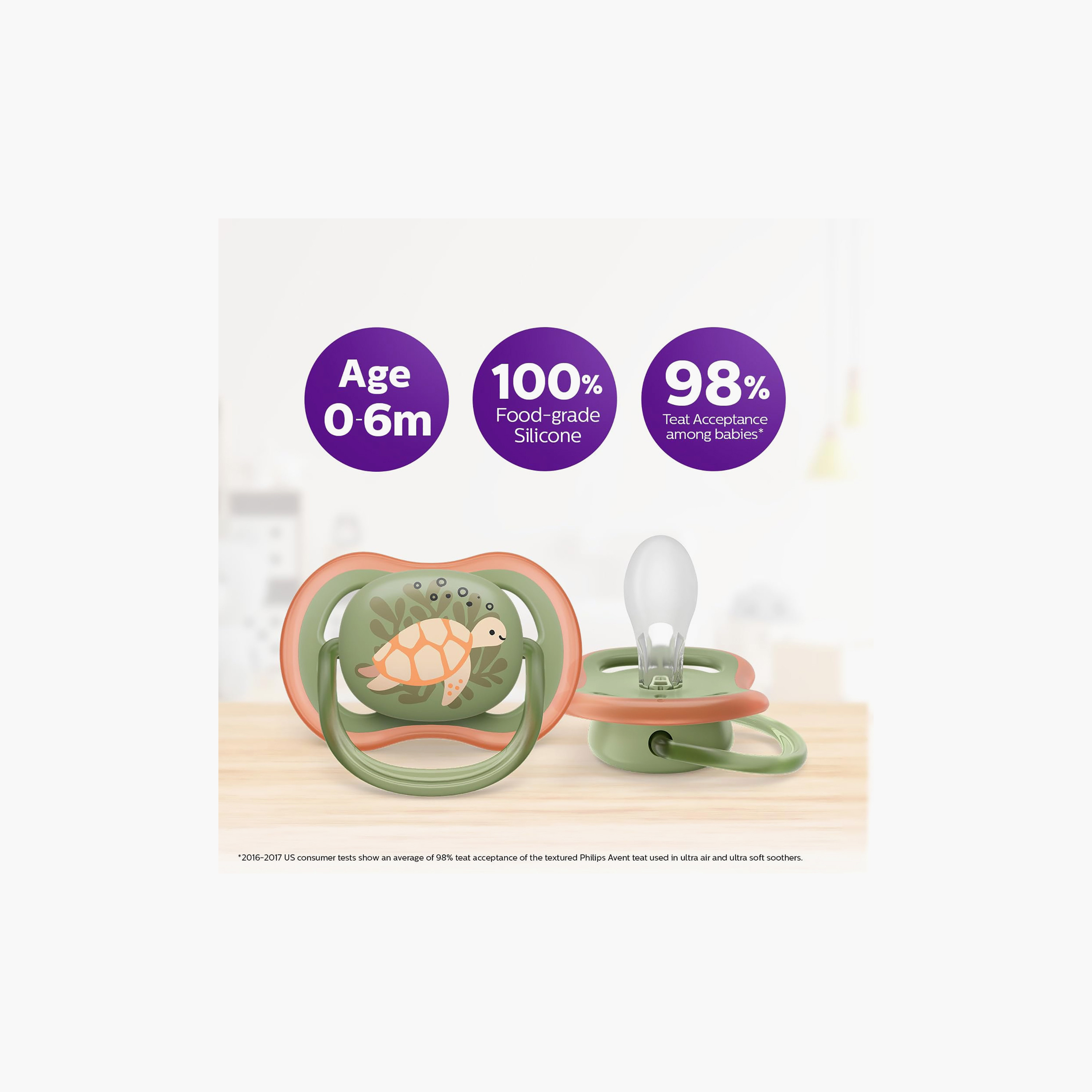 Pack of 2 Philips Avent Ultra Air Baby Pacifier with Orthodontic Nipple, 6-18 Months-baby-feeding-pacifiers-image-4