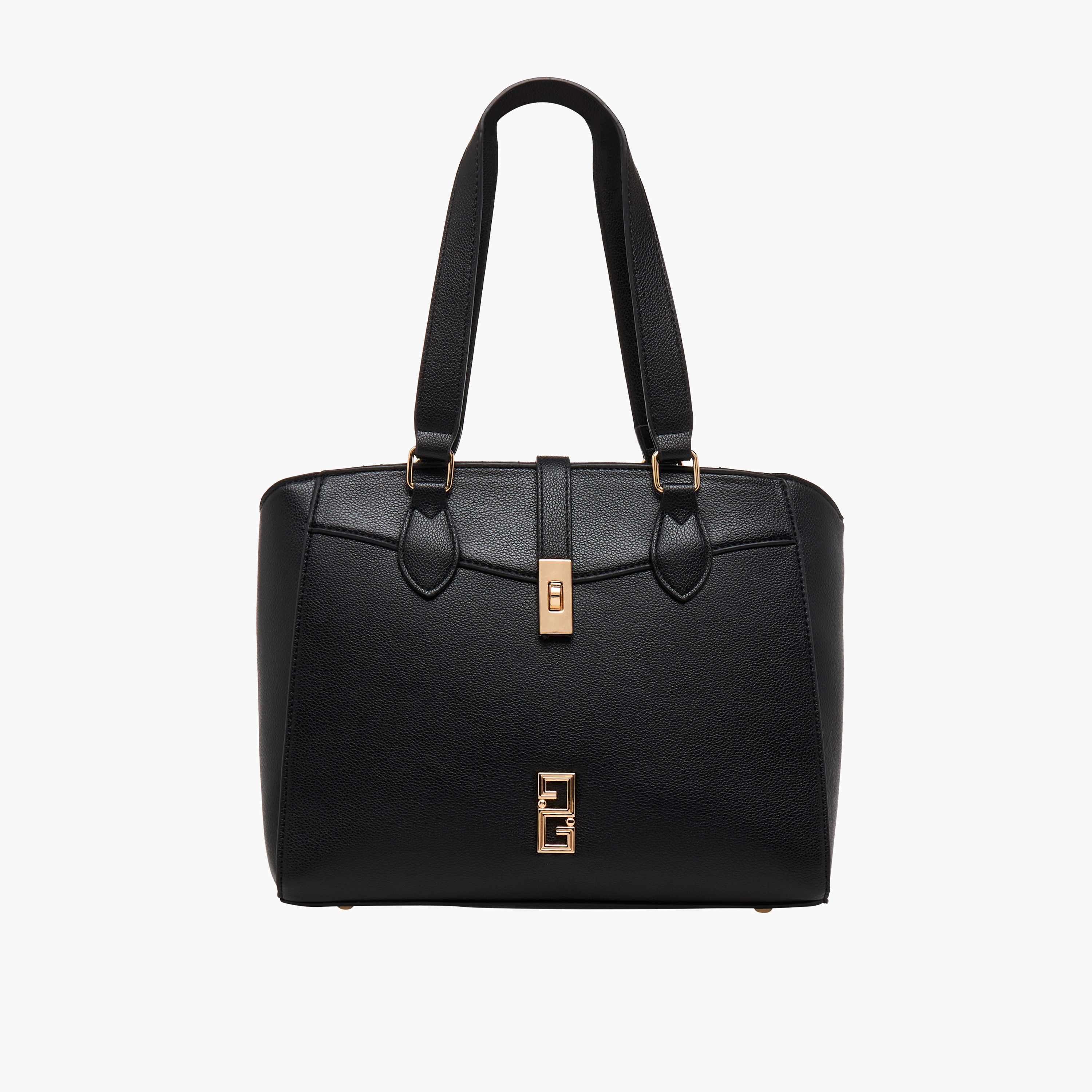Adore Textured Tote Bag with Twist Lock Closure-women-bagsandwallets-handbags-image-1