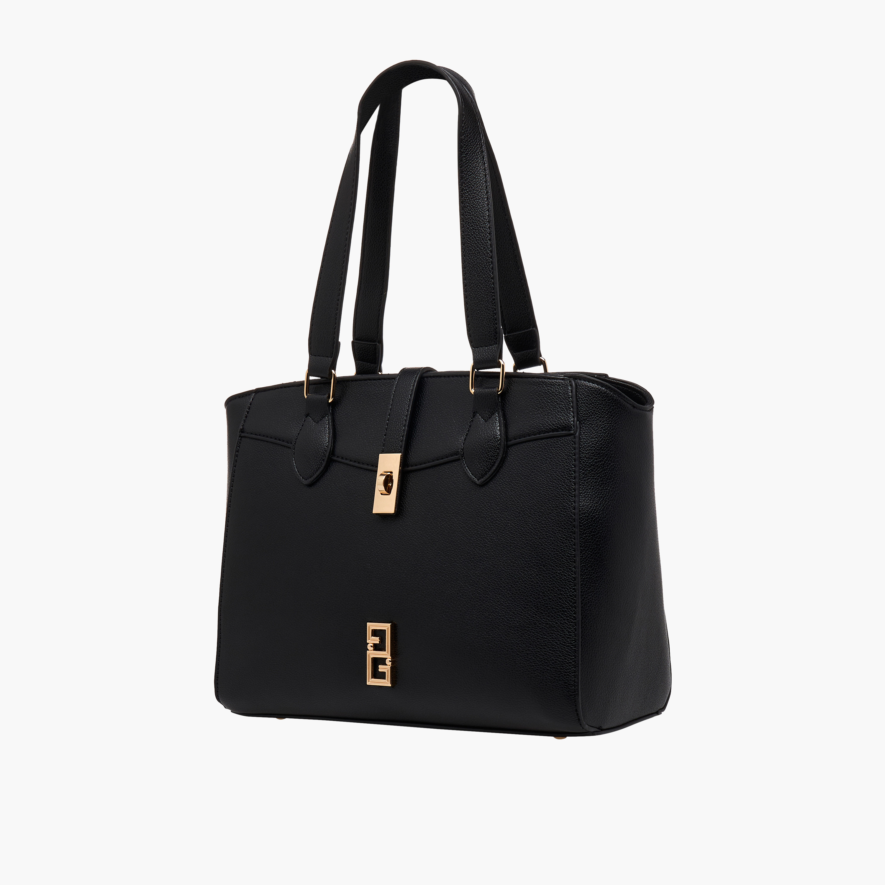 Adore Textured Tote Bag with Twist Lock Closure-women-bagsandwallets-handbags-image-2